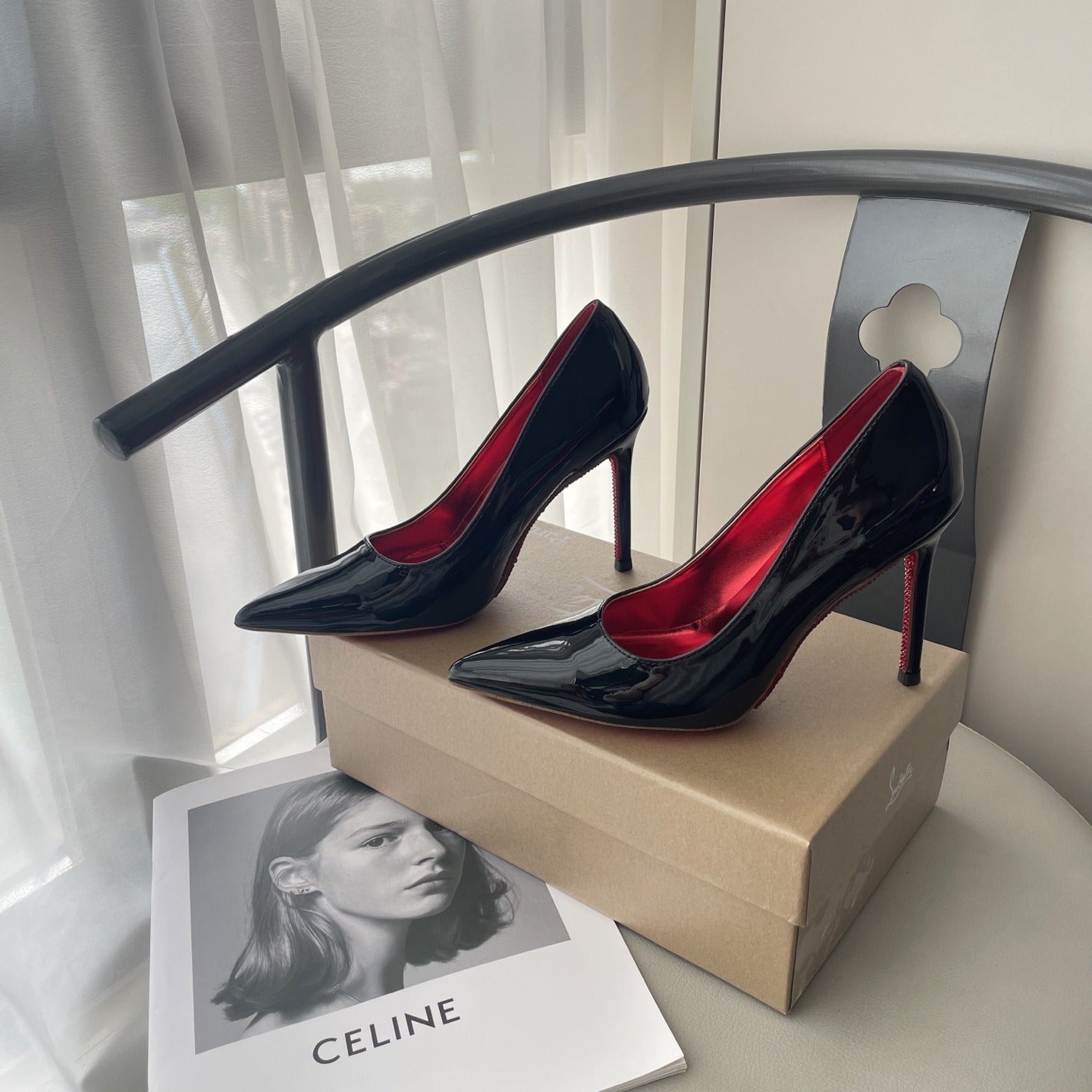 Celine Patent Leather & Lambskin Leather Pointed Toe Heels