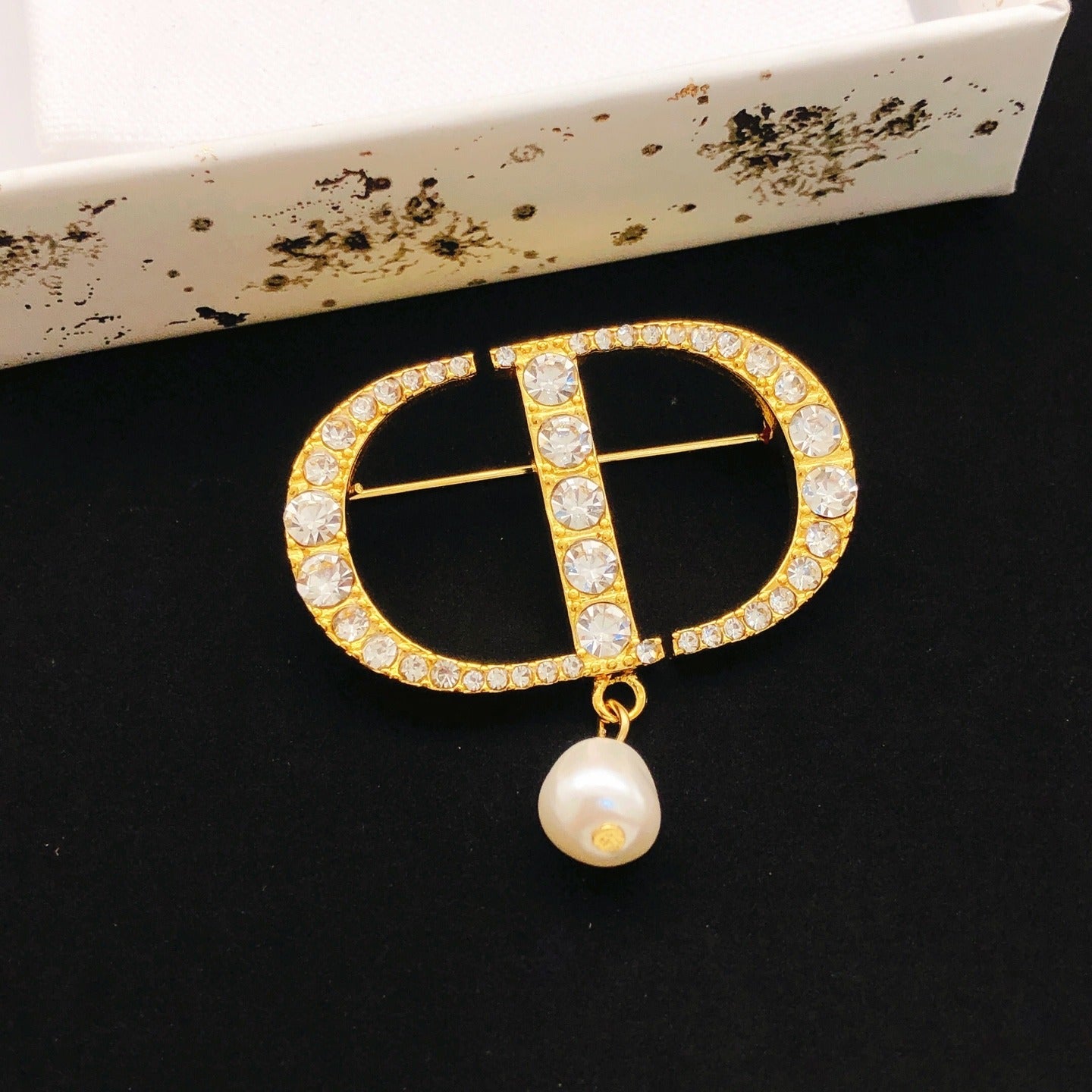 Dior Brass Pearl Brooch