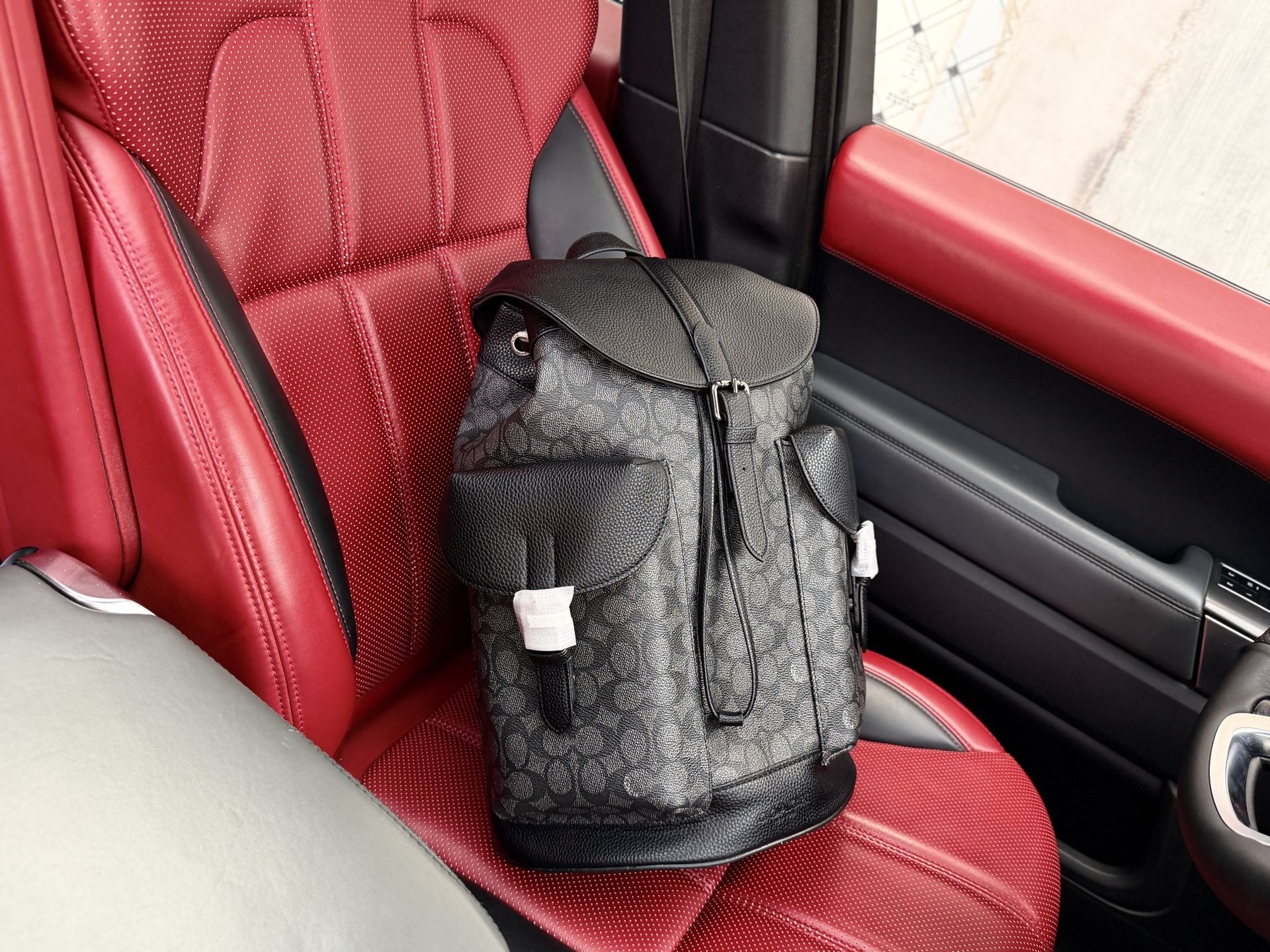 Coach Leather Logo Backpack