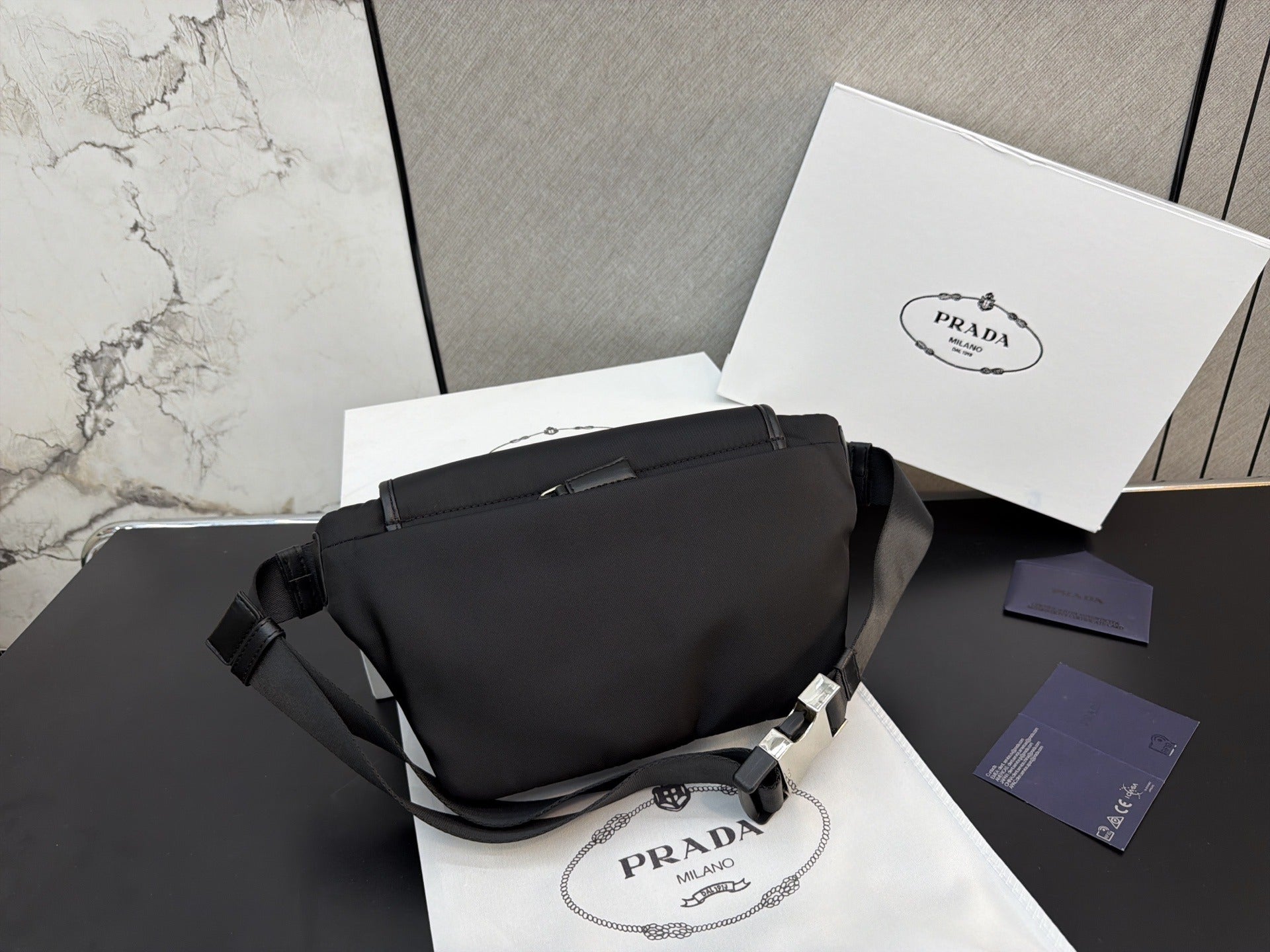 Prada Nylon & Leather Enamel Crossbody Bag
