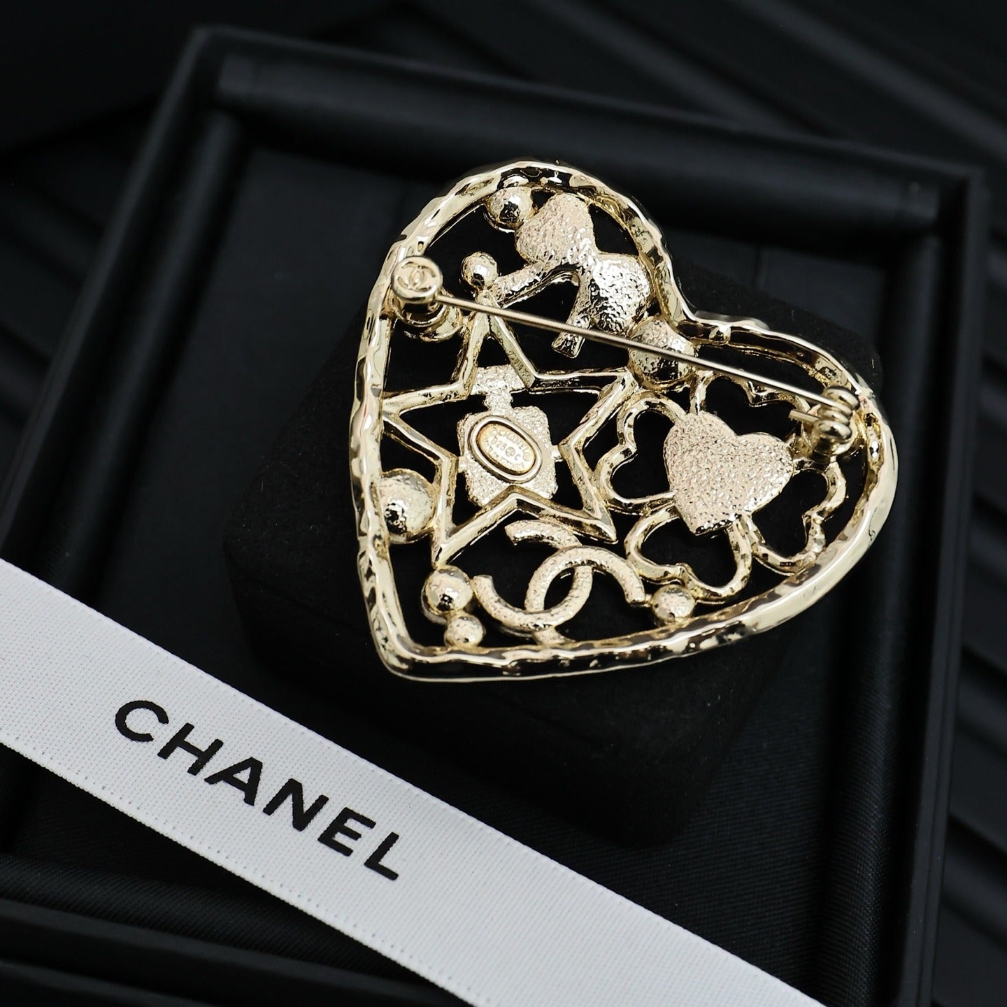 Chanel White Bow Brooch