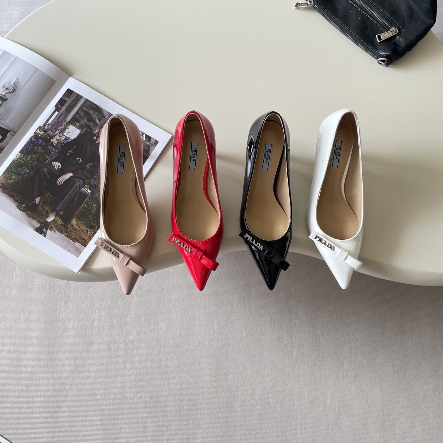 Prada Lambskin Leather Bow Heels