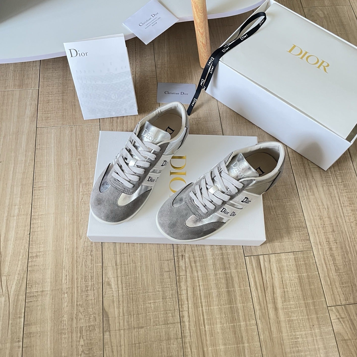 Dior Leather Vintage-Finish Sneakers