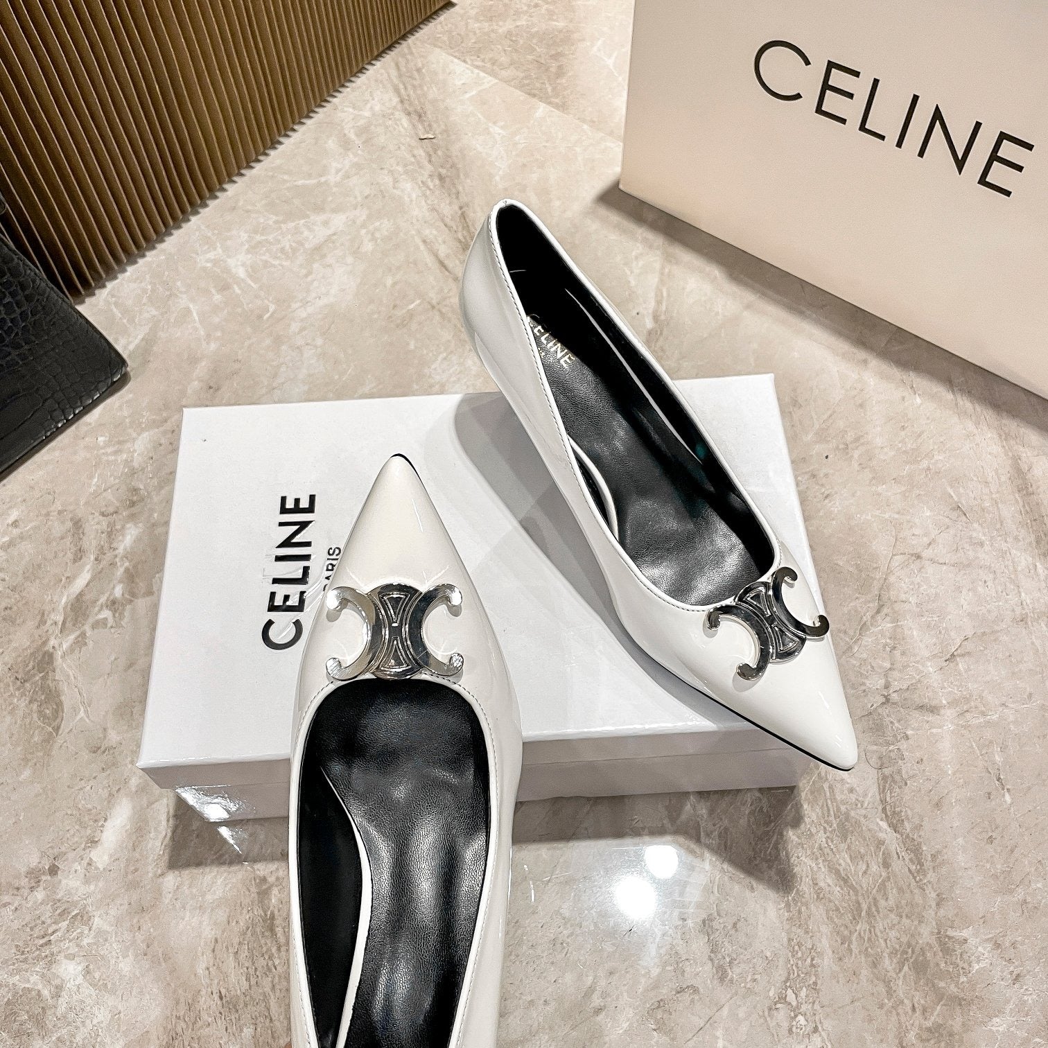 Celine Calfskin Leather Pointed Toe Heels