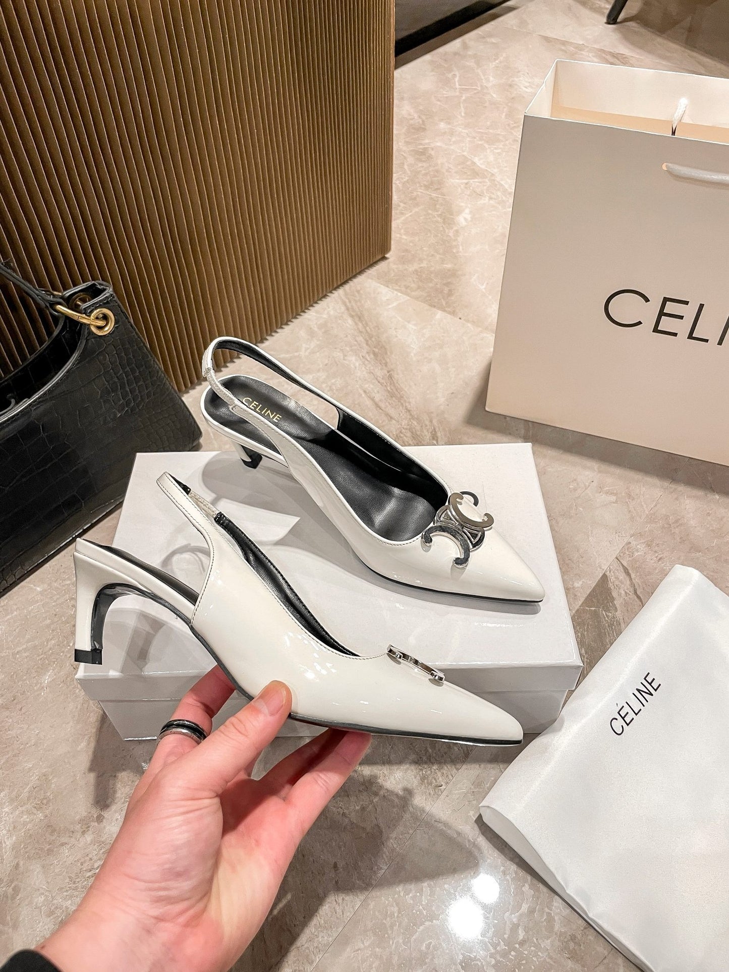 Celine Calfskin Leather Pointed Toe Heels