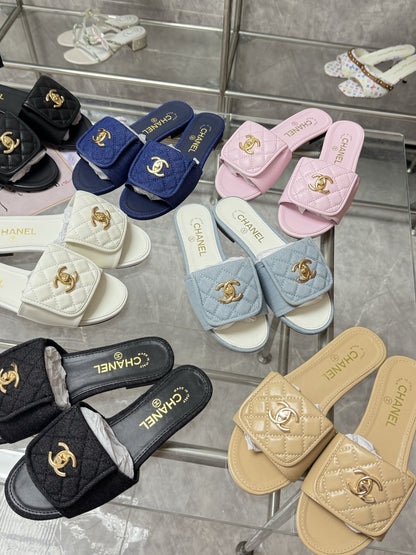 Chanel Lambskin Leather Slides