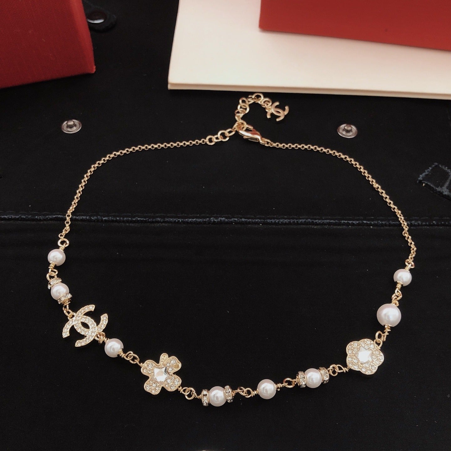 Chanel Brass Clover Necklace