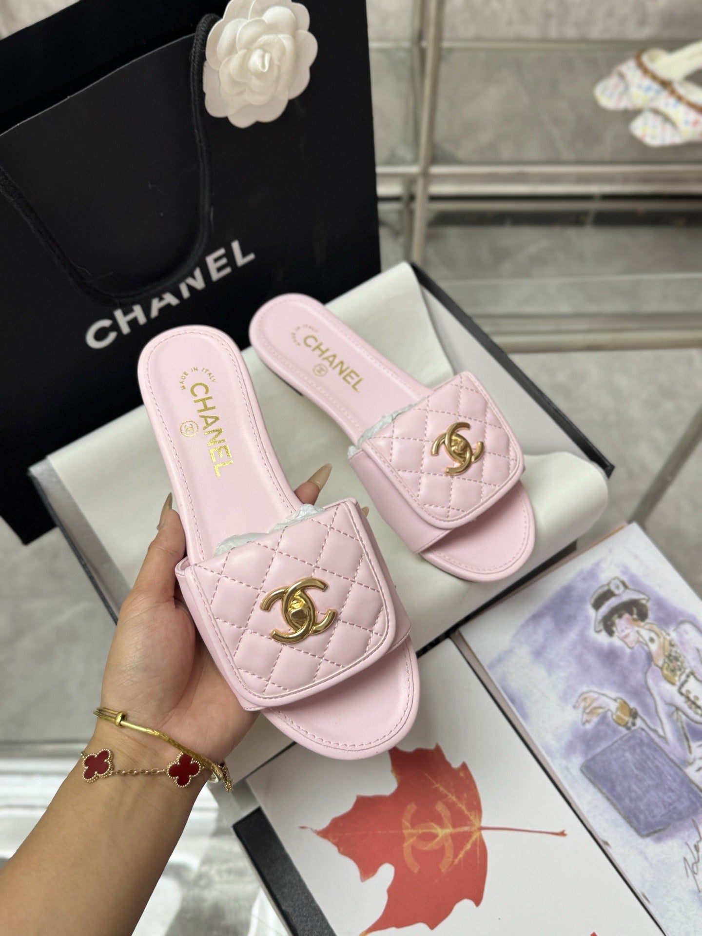 Chanel Lambskin Leather Slides