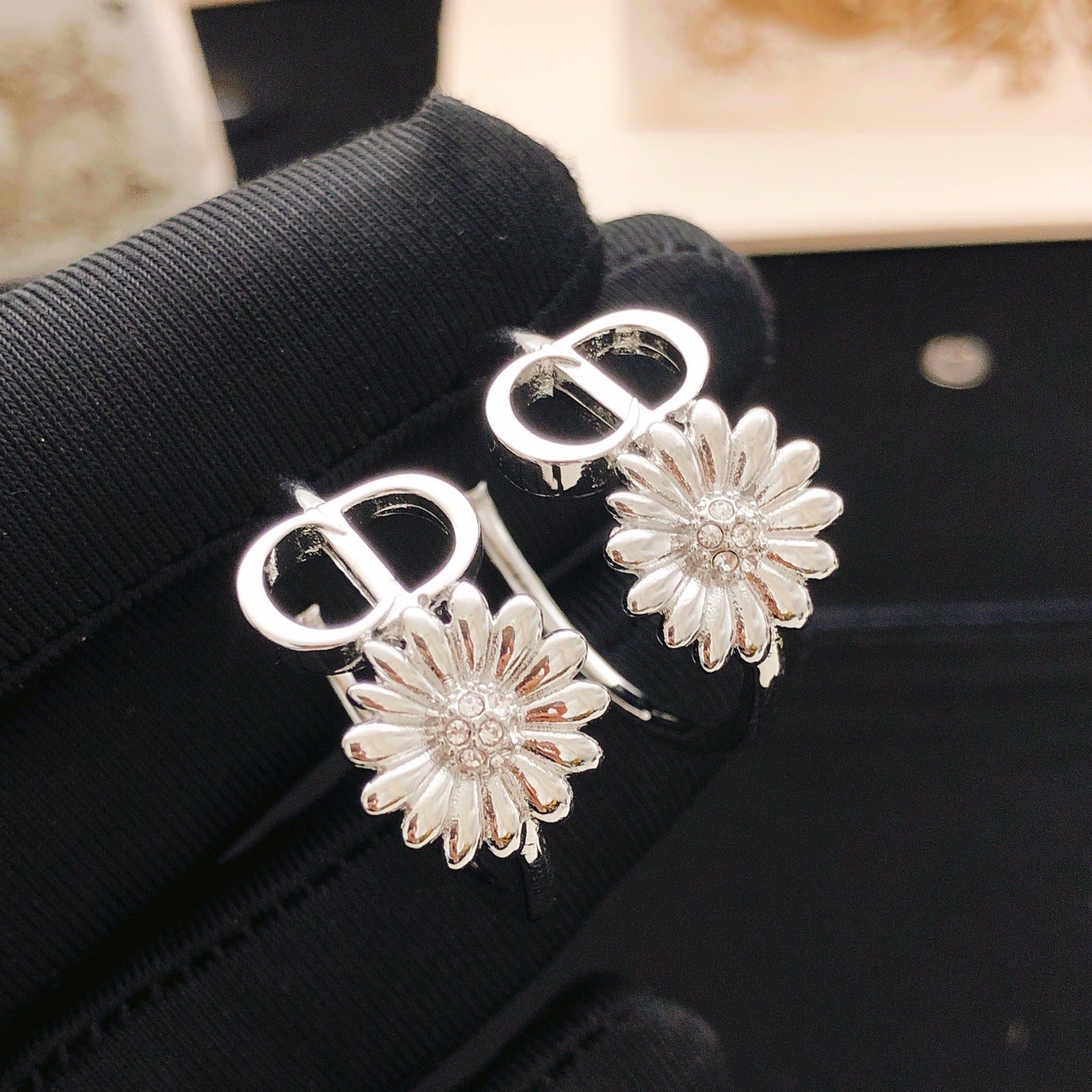 Dior Brass Sunburst Earrings