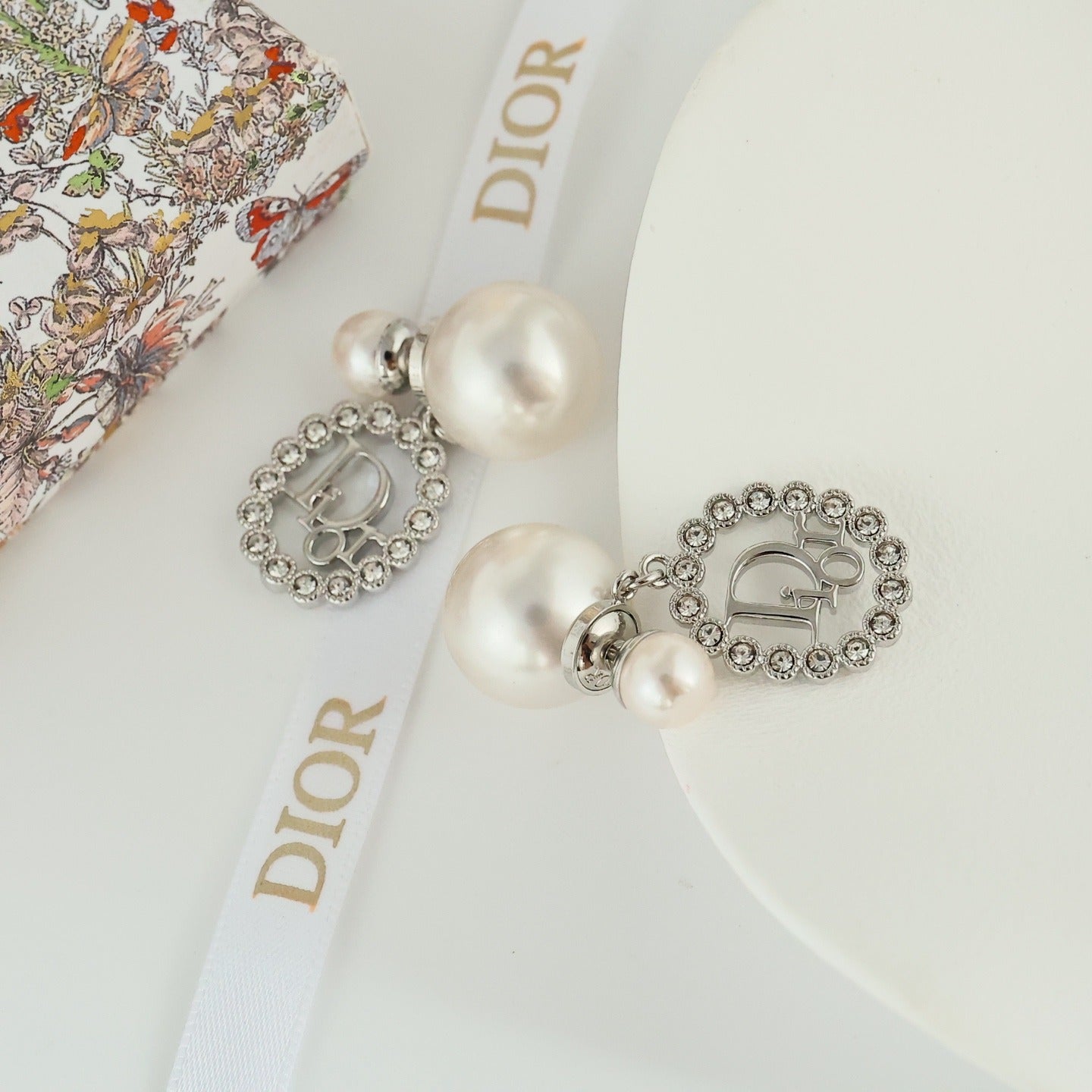 Dior Silver Pearl Earrings