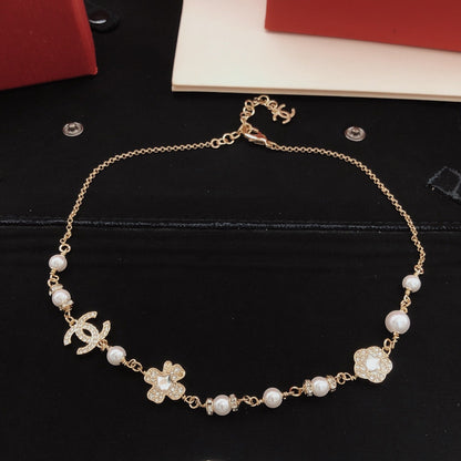 Chanel Brass Clover Necklace