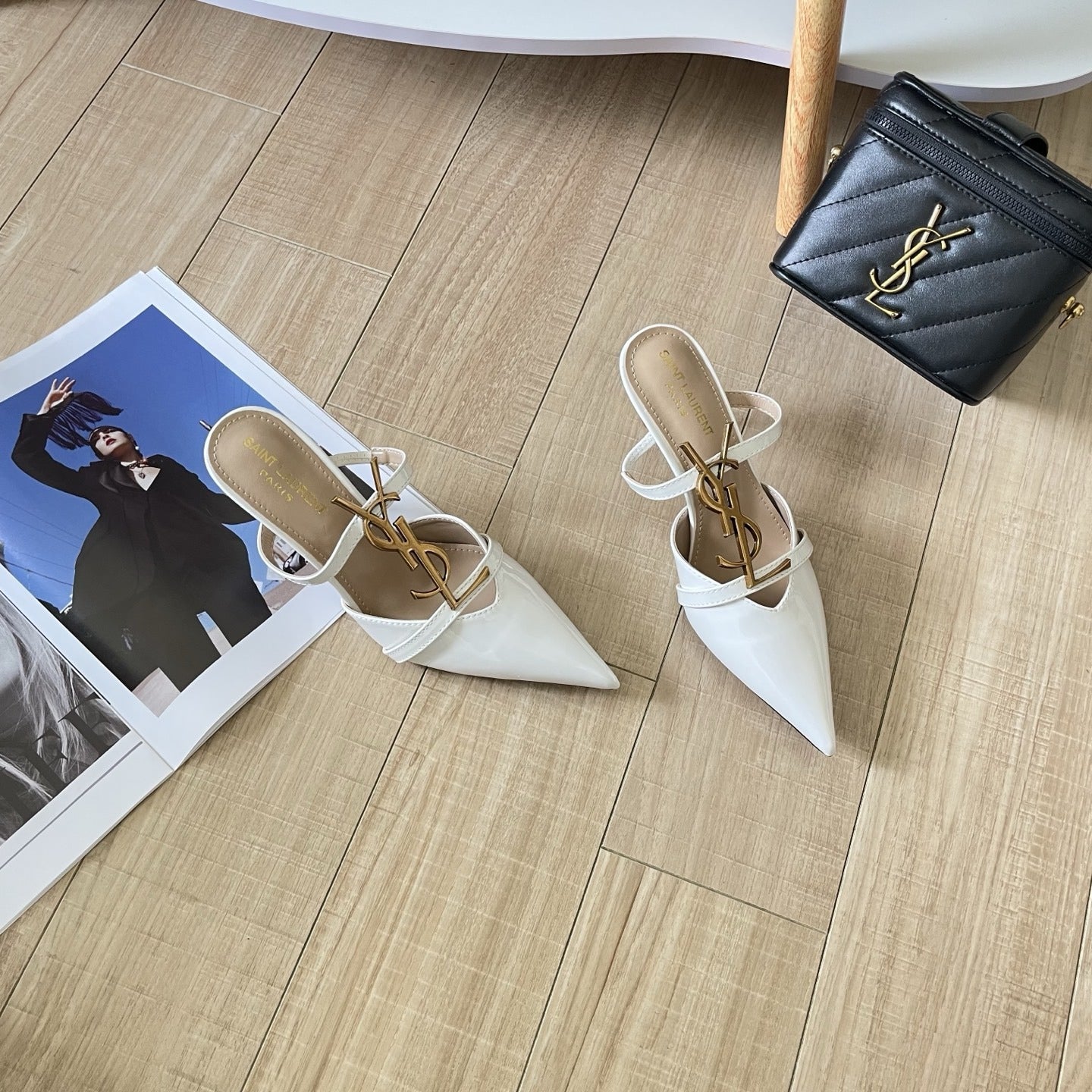 Saint Laurent Lambskin Leather Logo Sandals
