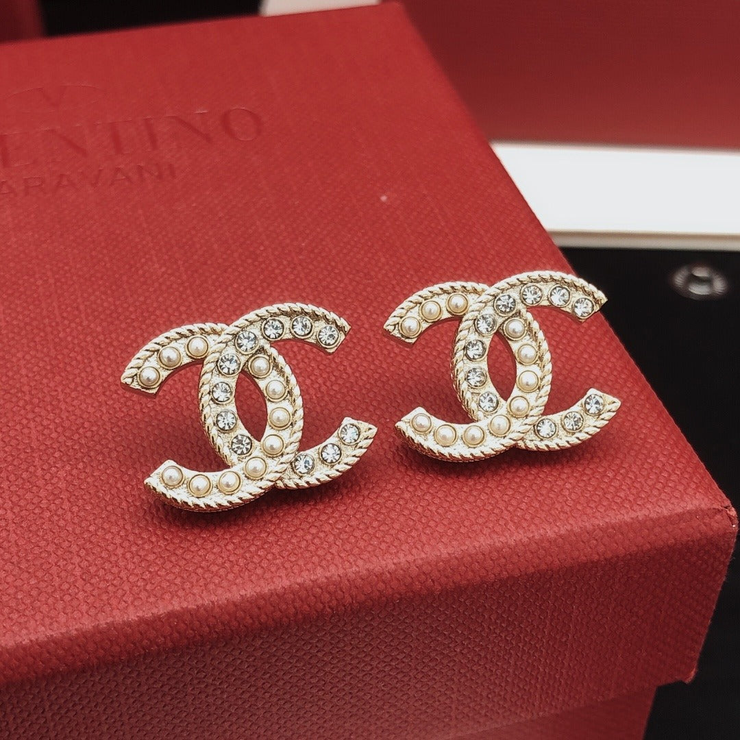 Chanel Brass & Sterling Silver Earrings