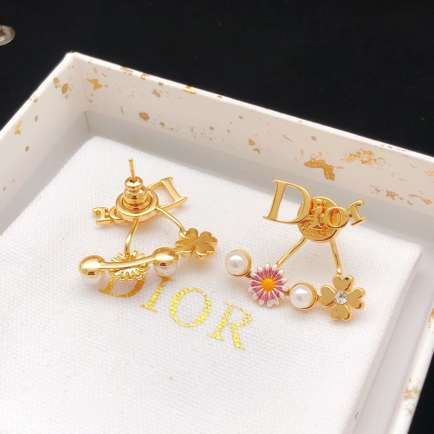 Dior Pink Brass Sunburst Earrings