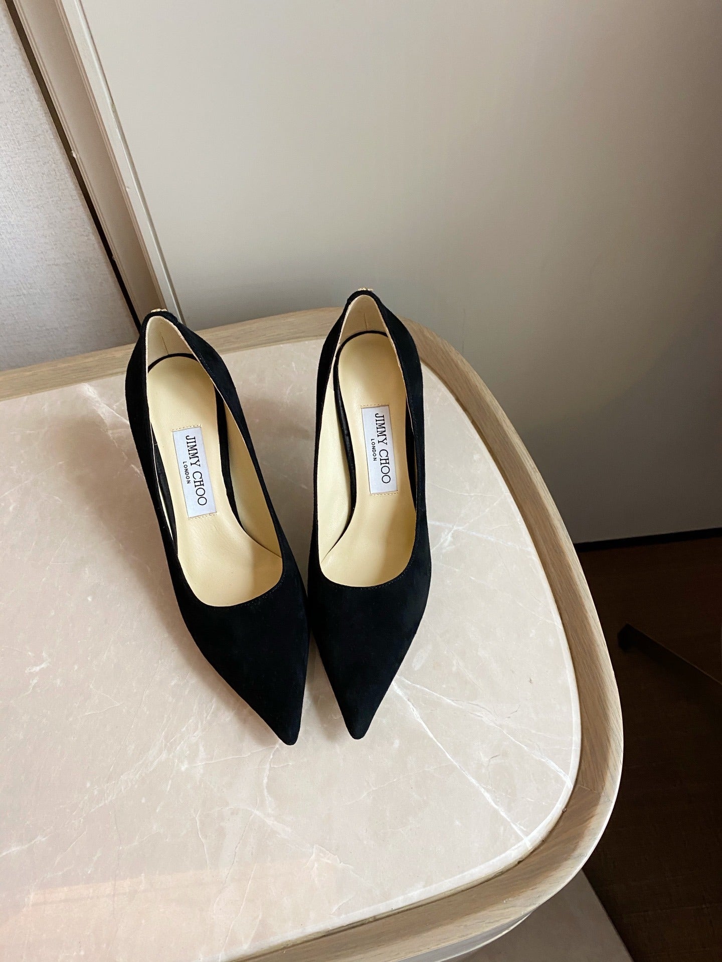 Jimmy Choo Women Patent Leather & Lambskin Leather Pearl Heels