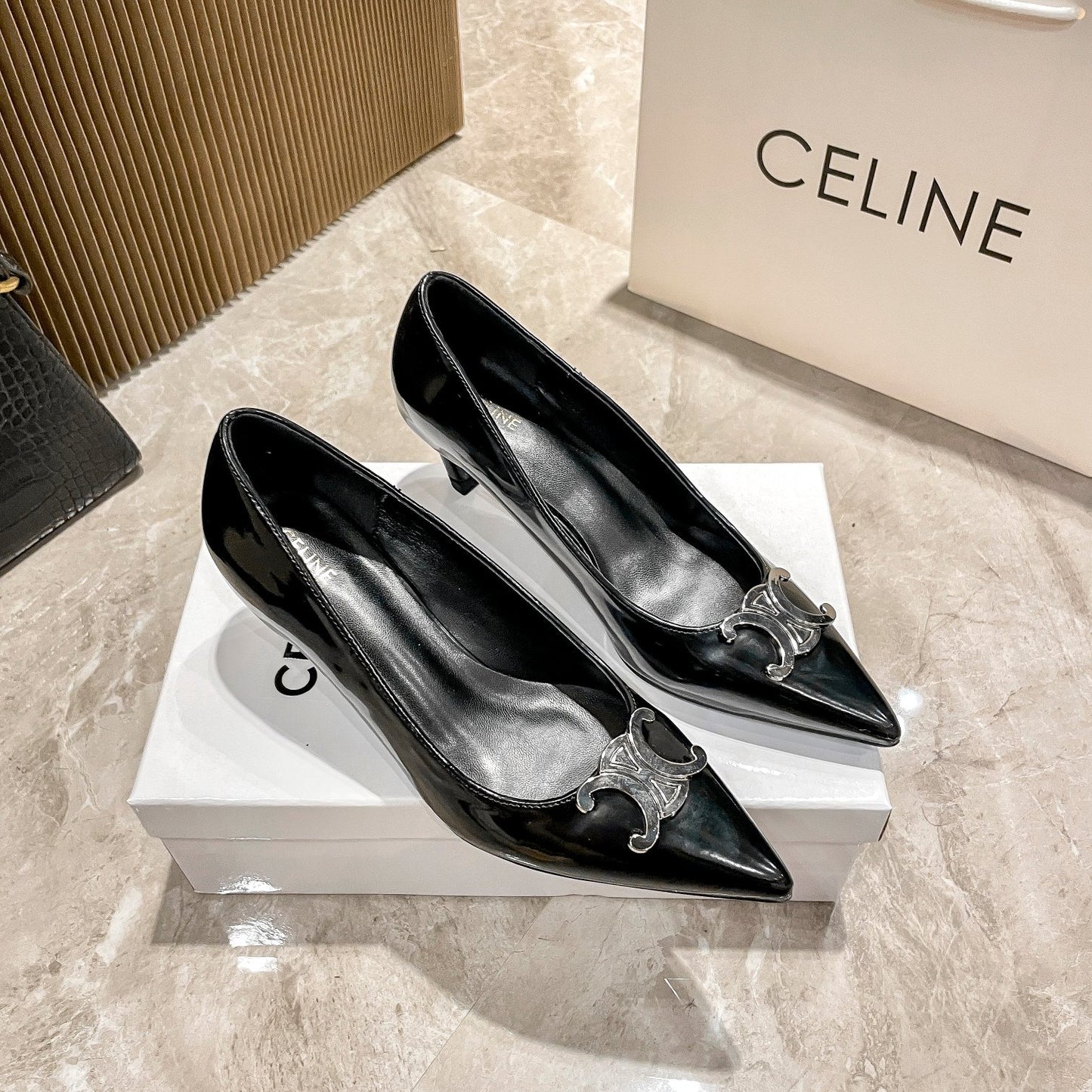 Celine Calfskin Leather Pointed Toe Heels