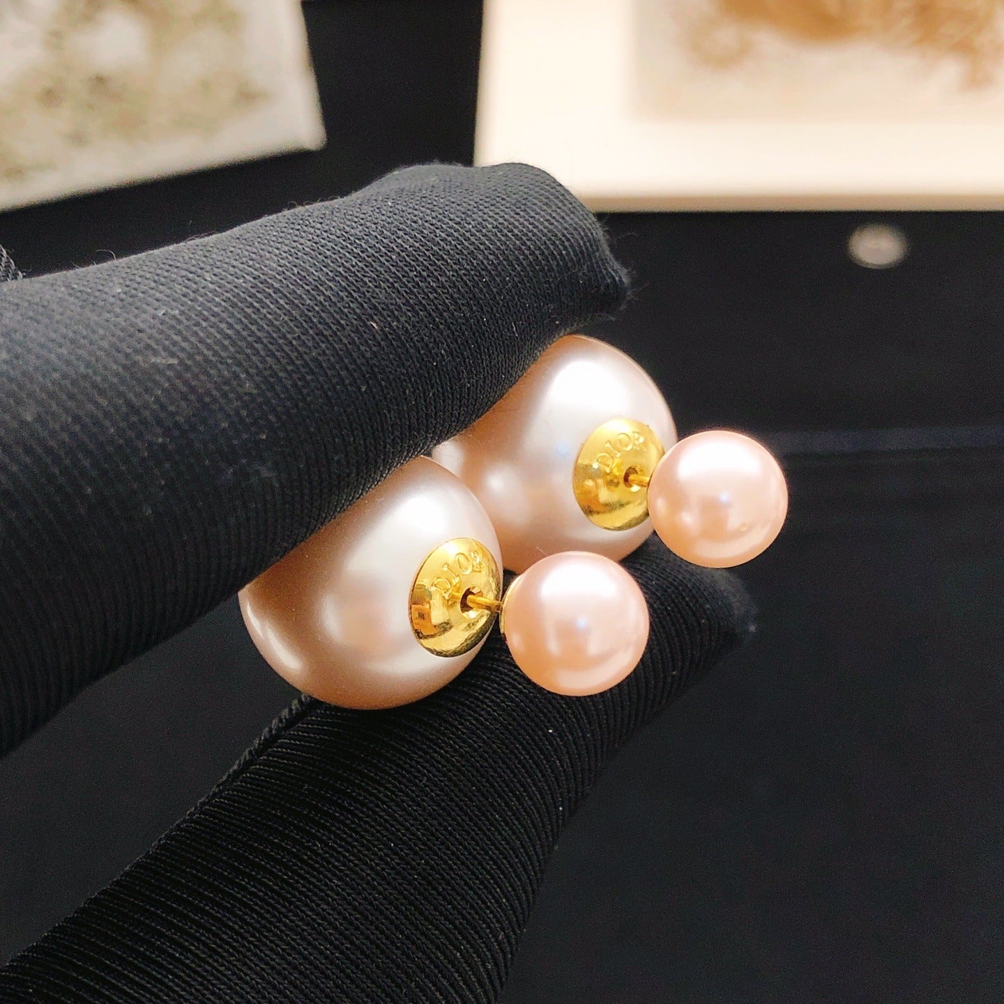 Dior Gold Brass Pearl Earrings