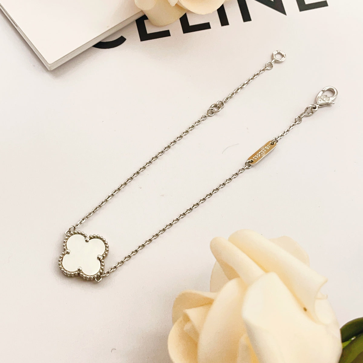Van Cleef & Arpels Silver Brass Clover Bracelet