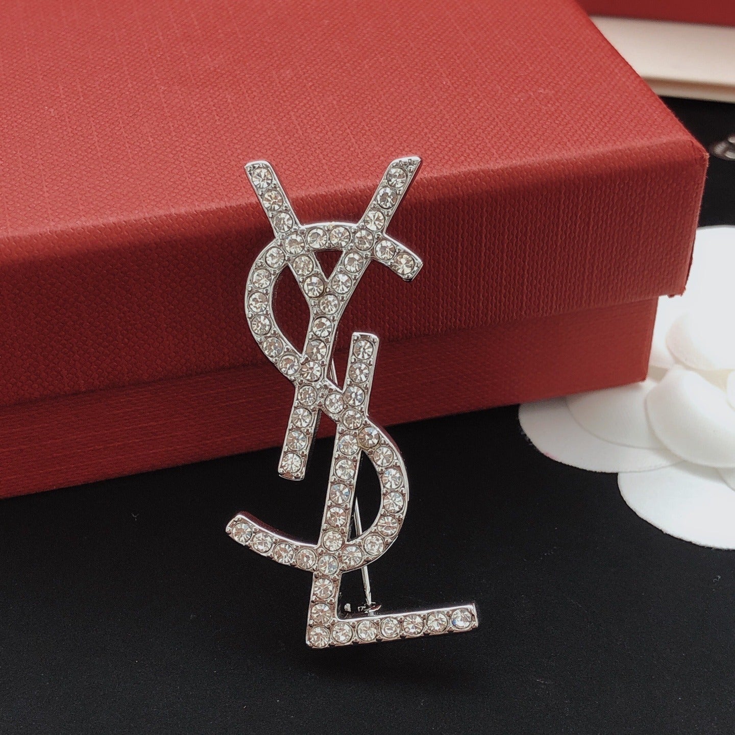 Saint Laurent Silver Brass Brooch