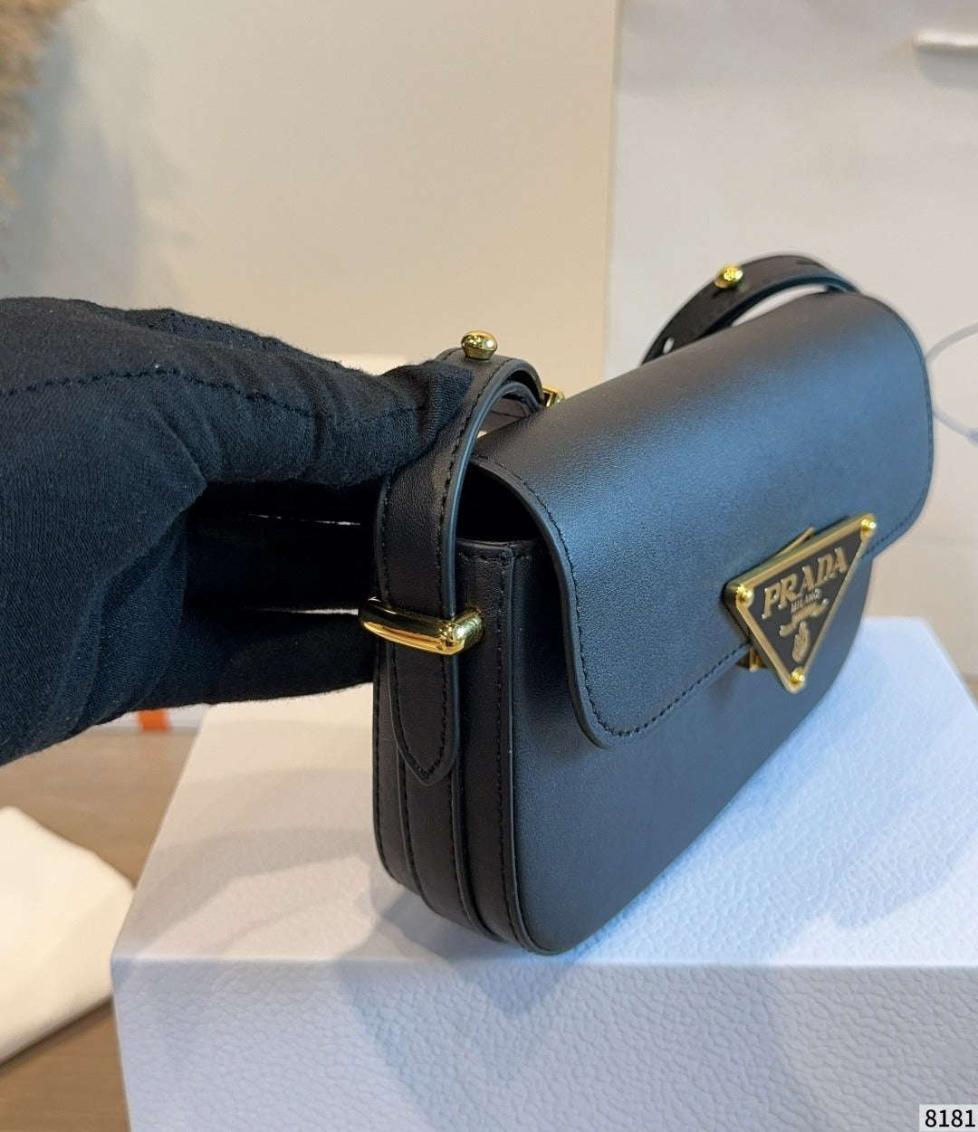Prada Leather Vintage-Finish Crossbody Bag