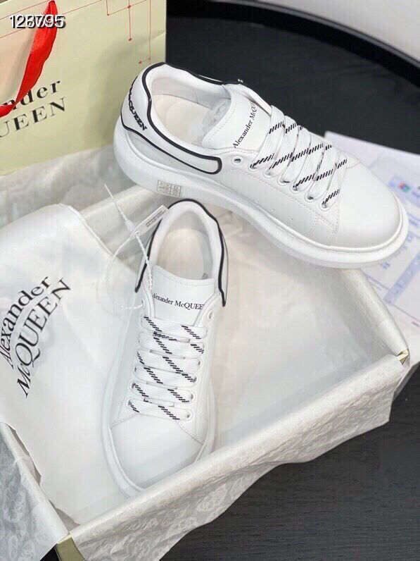 Alexander McQueen Women White Lambskin Leather Logo Sneakers