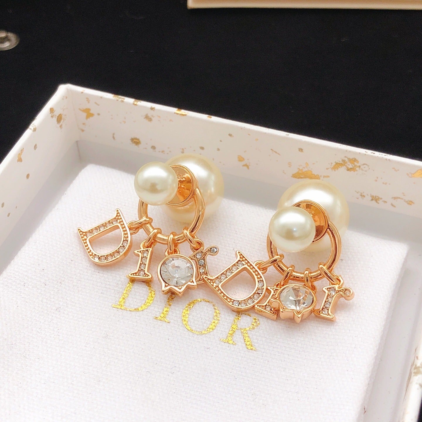 Dior Gold Brass Logo Earrings