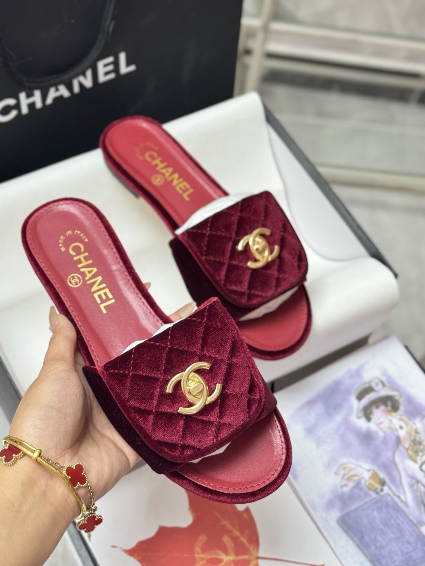 Chanel Lambskin Leather Slides