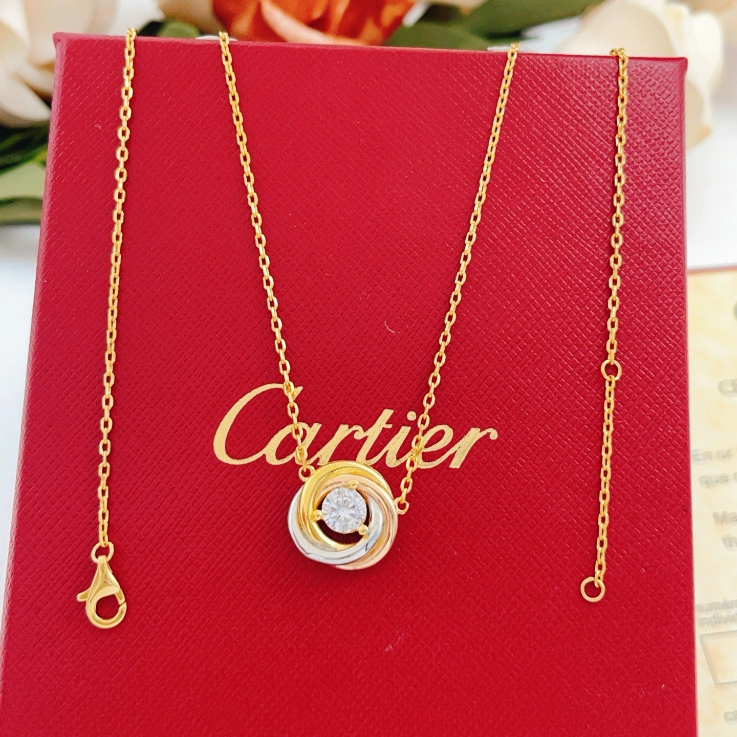 Cartier Gold Brass Colorblock Necklace