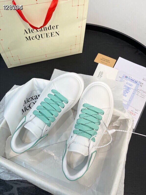 Alexander McQueen Women White Lambskin Leather Logo Sneakers