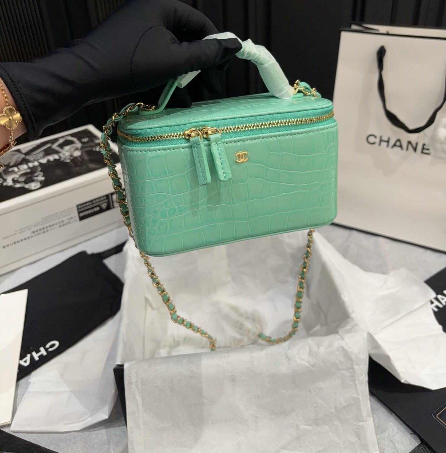 Chanel Patent Leather Chain Crossbody Bag