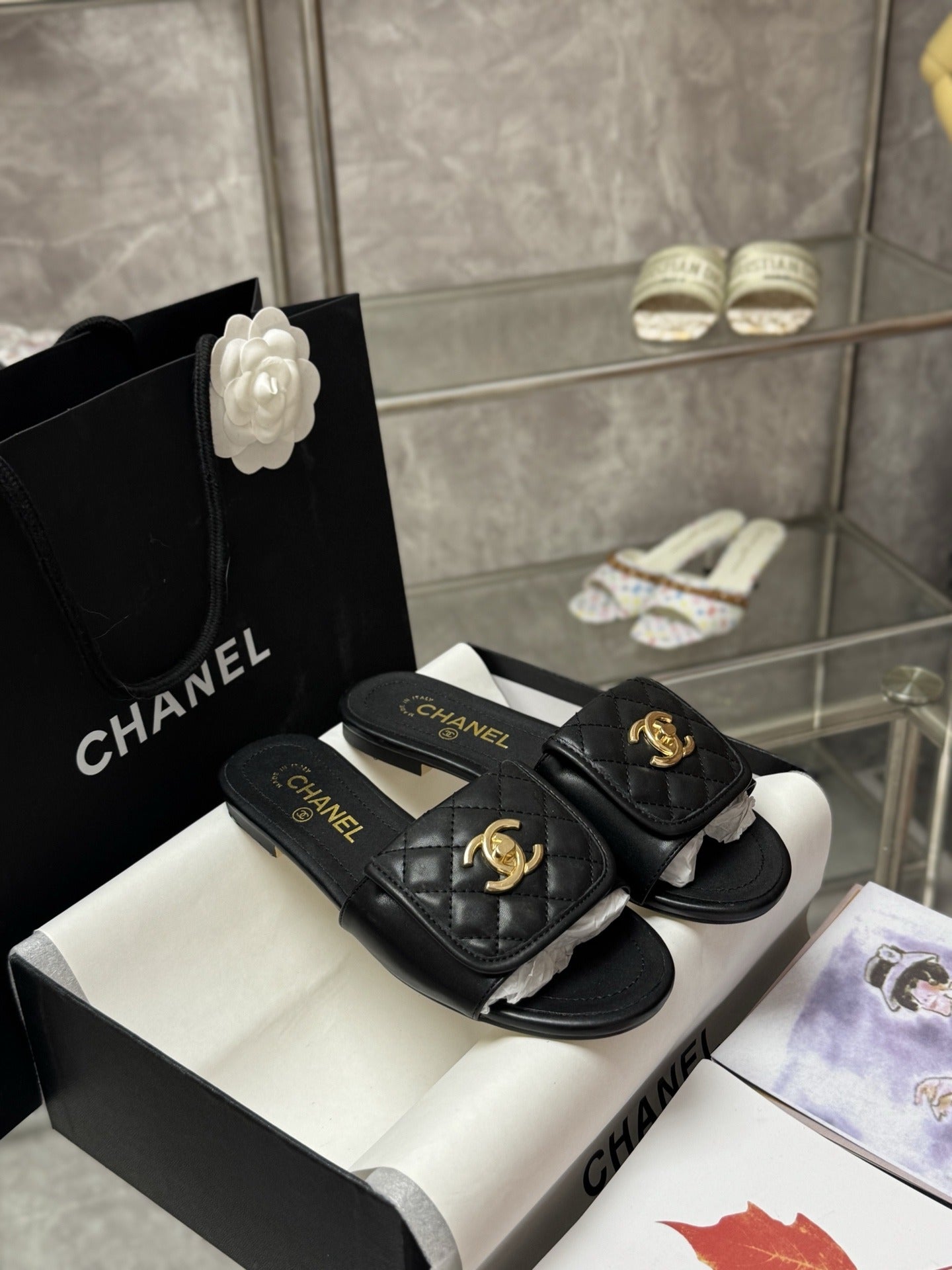 Chanel Lambskin Leather Slides