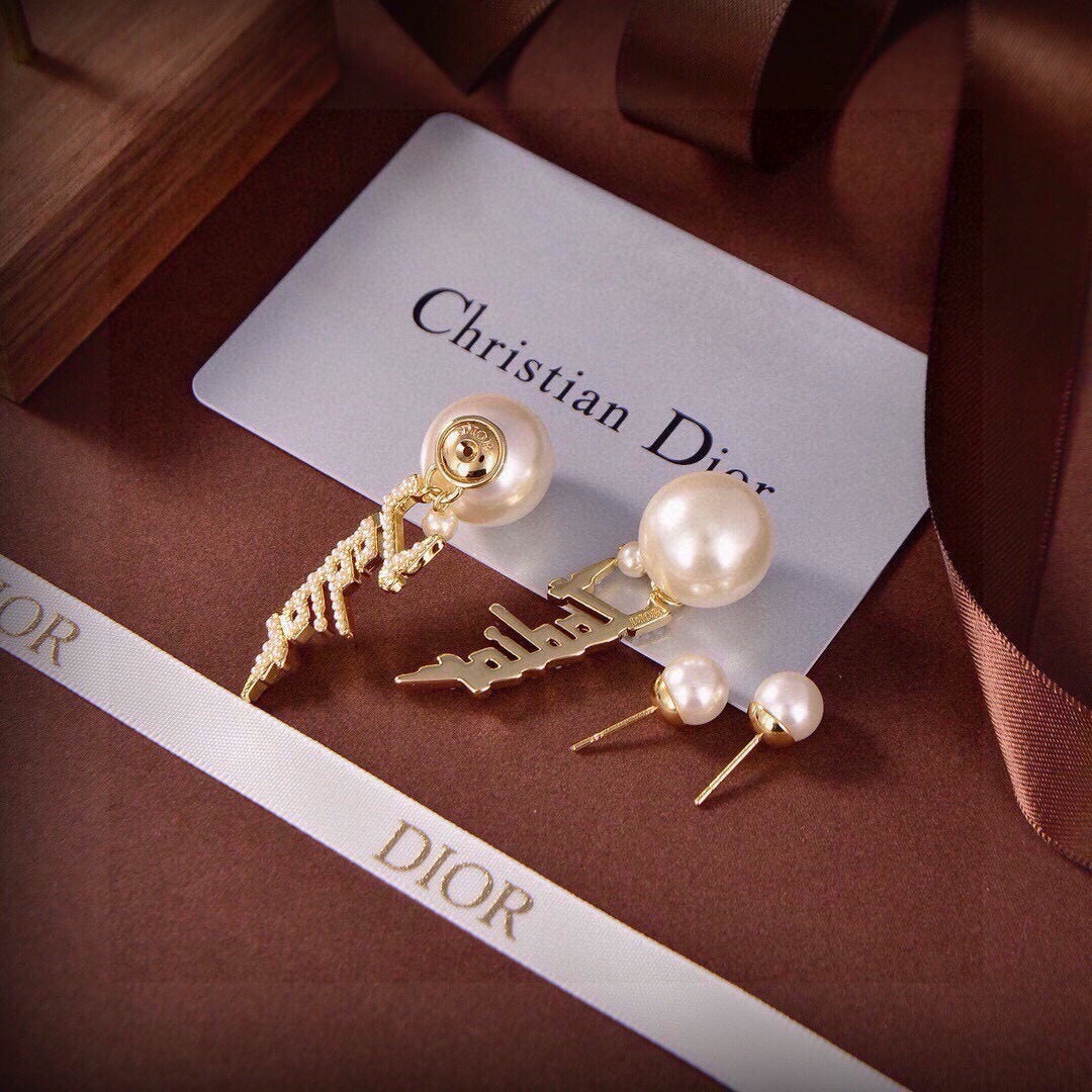 Dior Brass Pearl Earrings