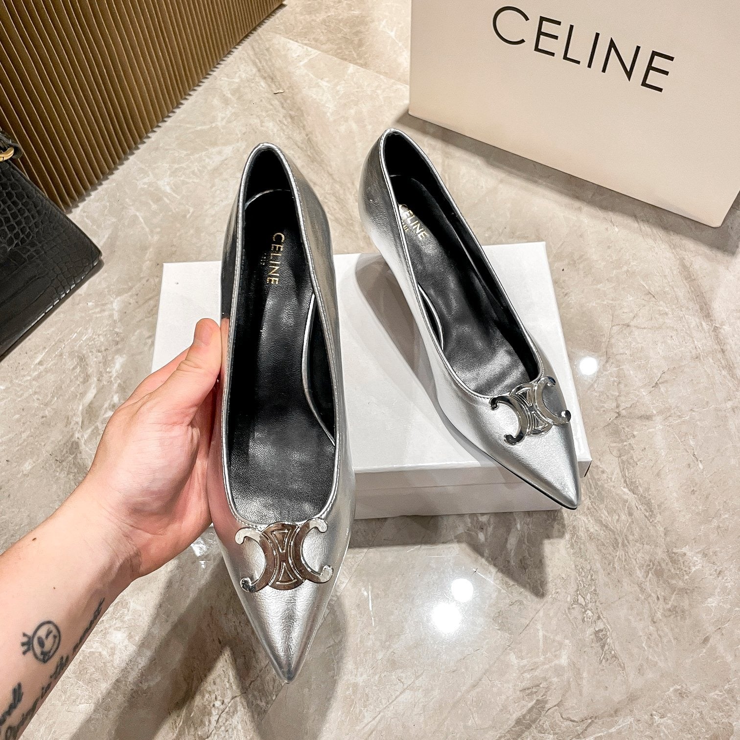 Celine Calfskin Leather Pointed Toe Heels