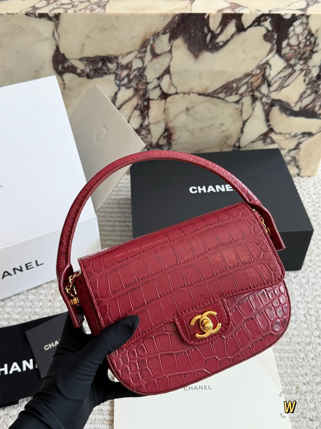 Chanel Black Leather Chain Handbag