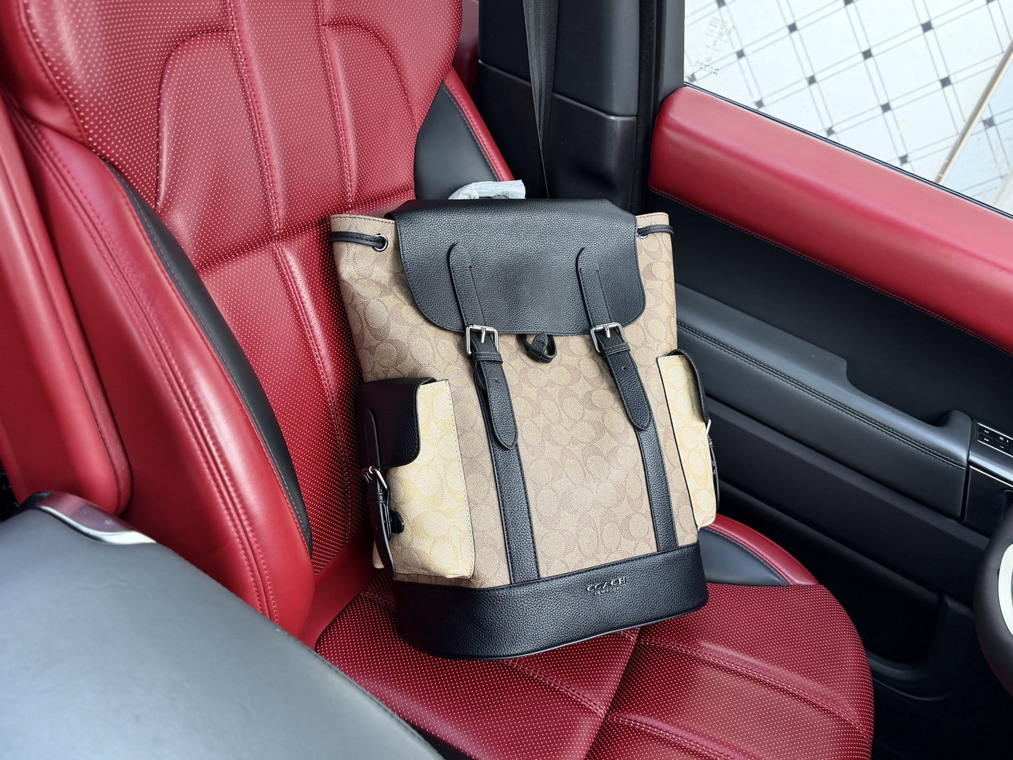 Coach Black Canvas Logo Backpack
