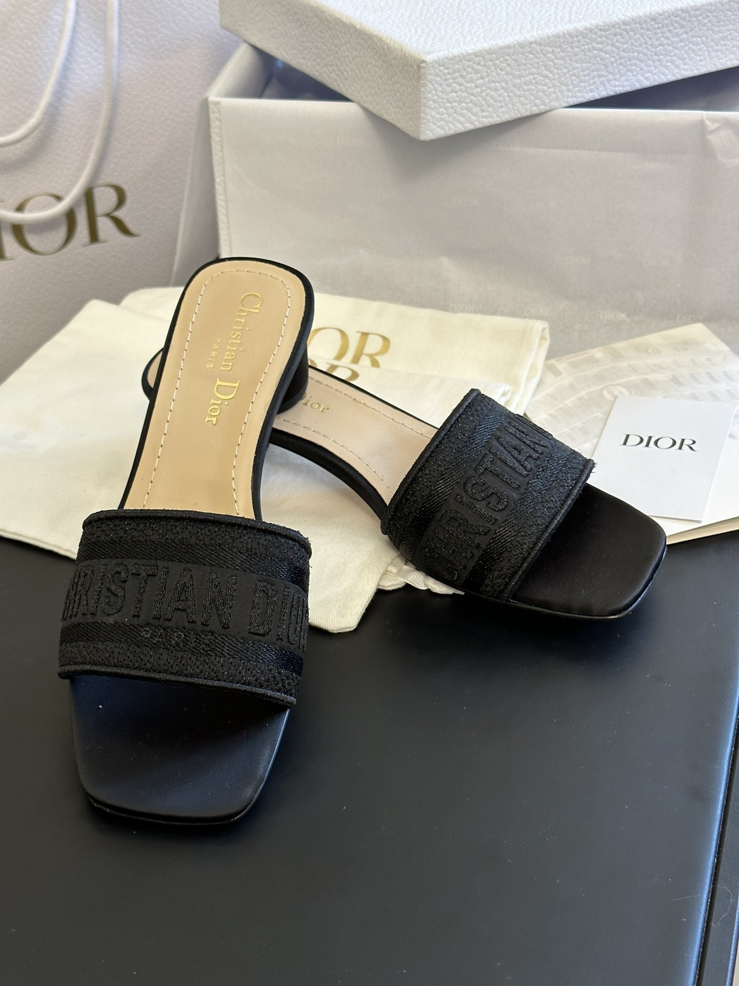 Dior Cotton & Leather Slides
