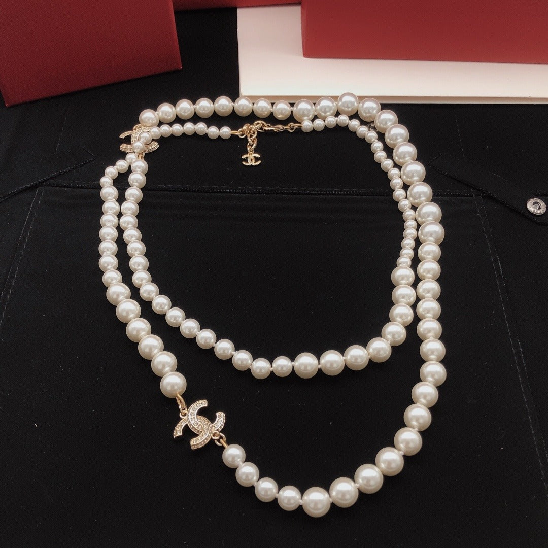 Chanel Brass Pearl Necklace