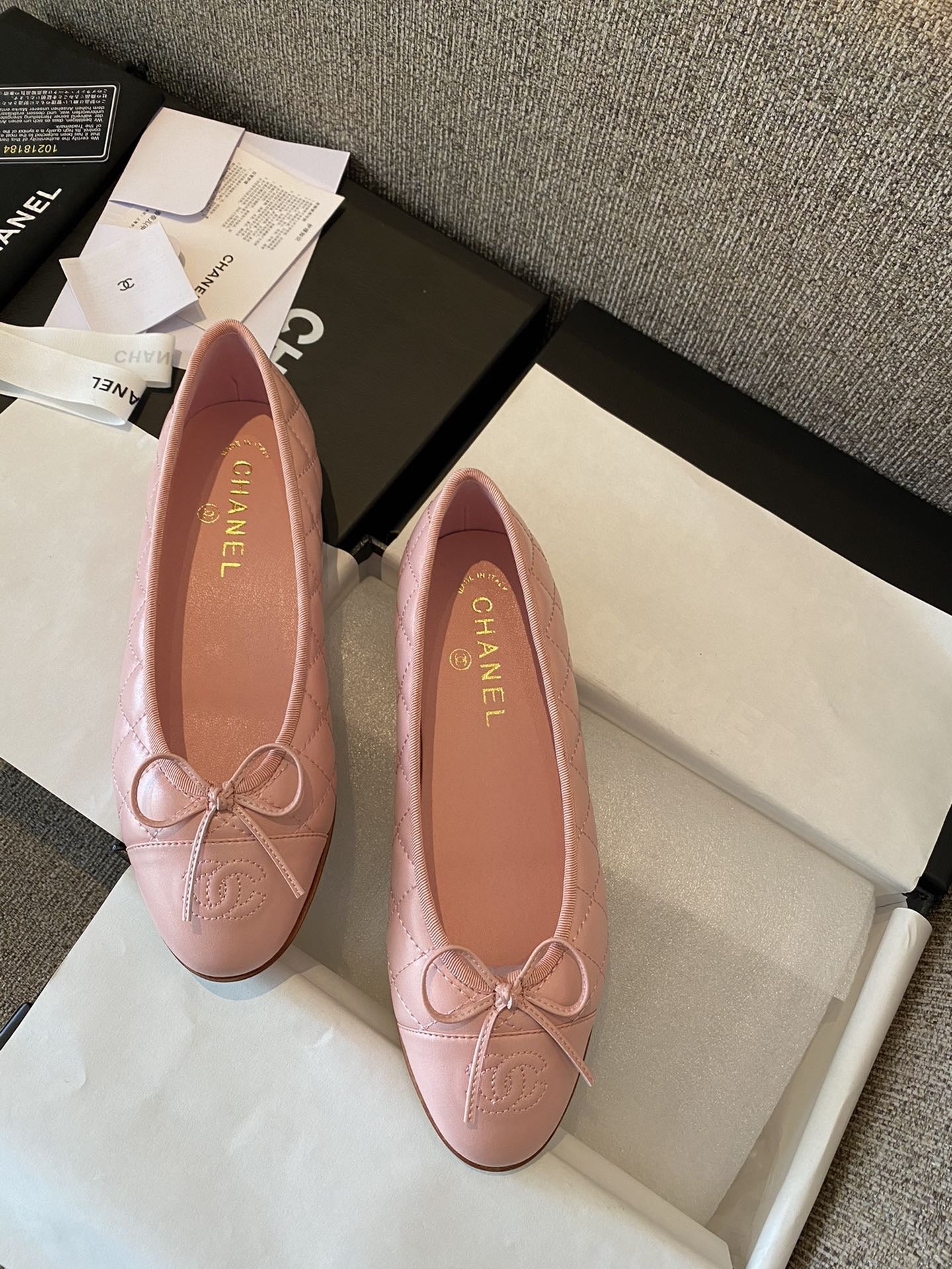 Chanel Leather Bow Ballet Flats
