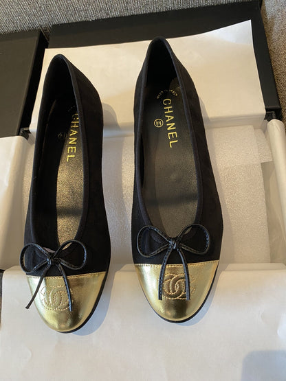 Chanel Leather Bow Ballet Flats