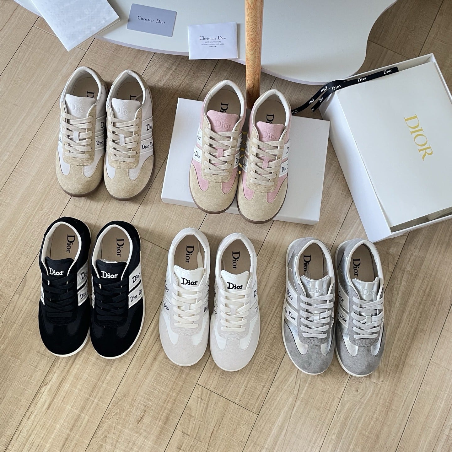 Dior Leather Vintage-Finish Sneakers