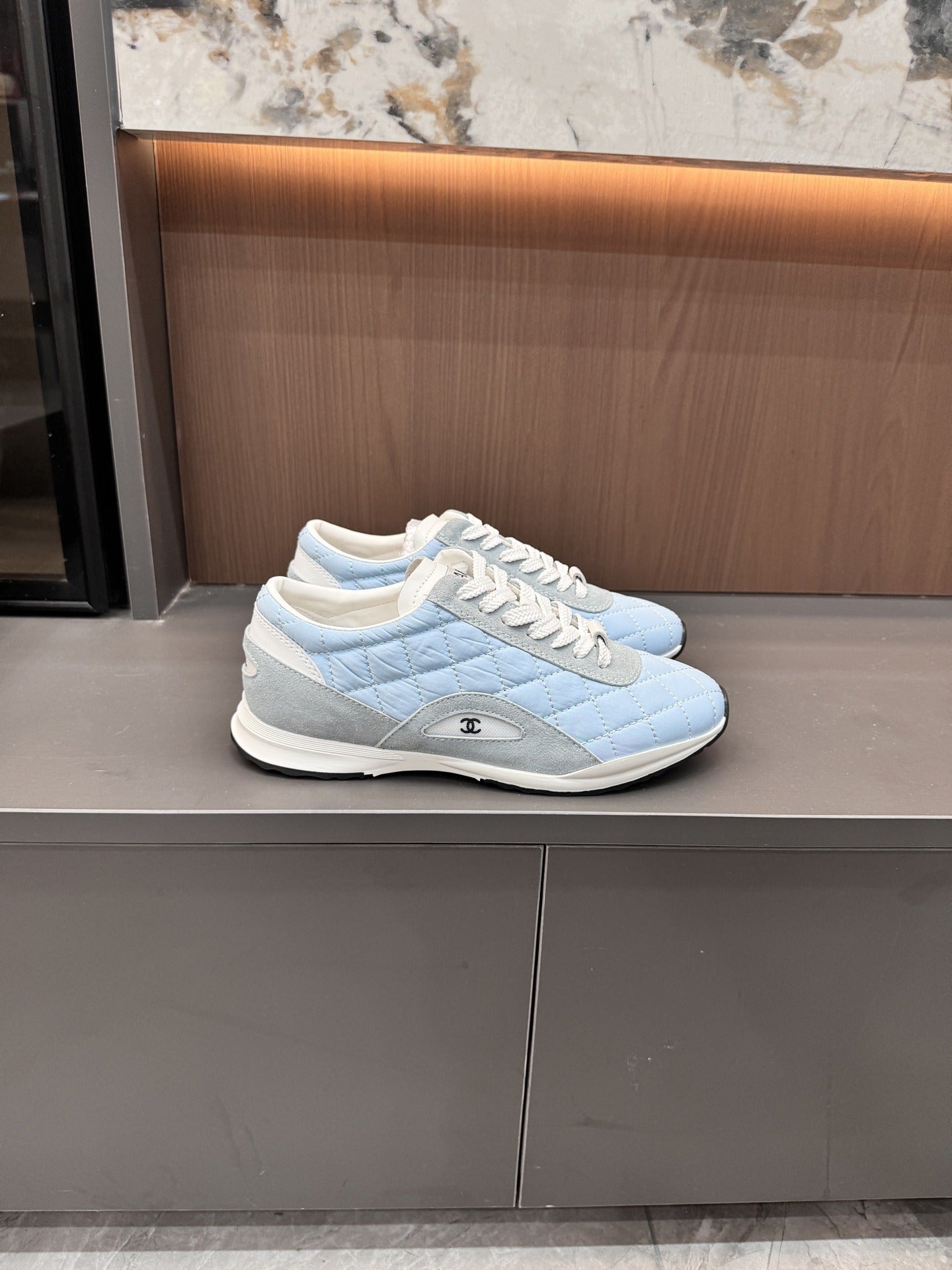 Chanel Black Lambskin Leather Logo Sneakers