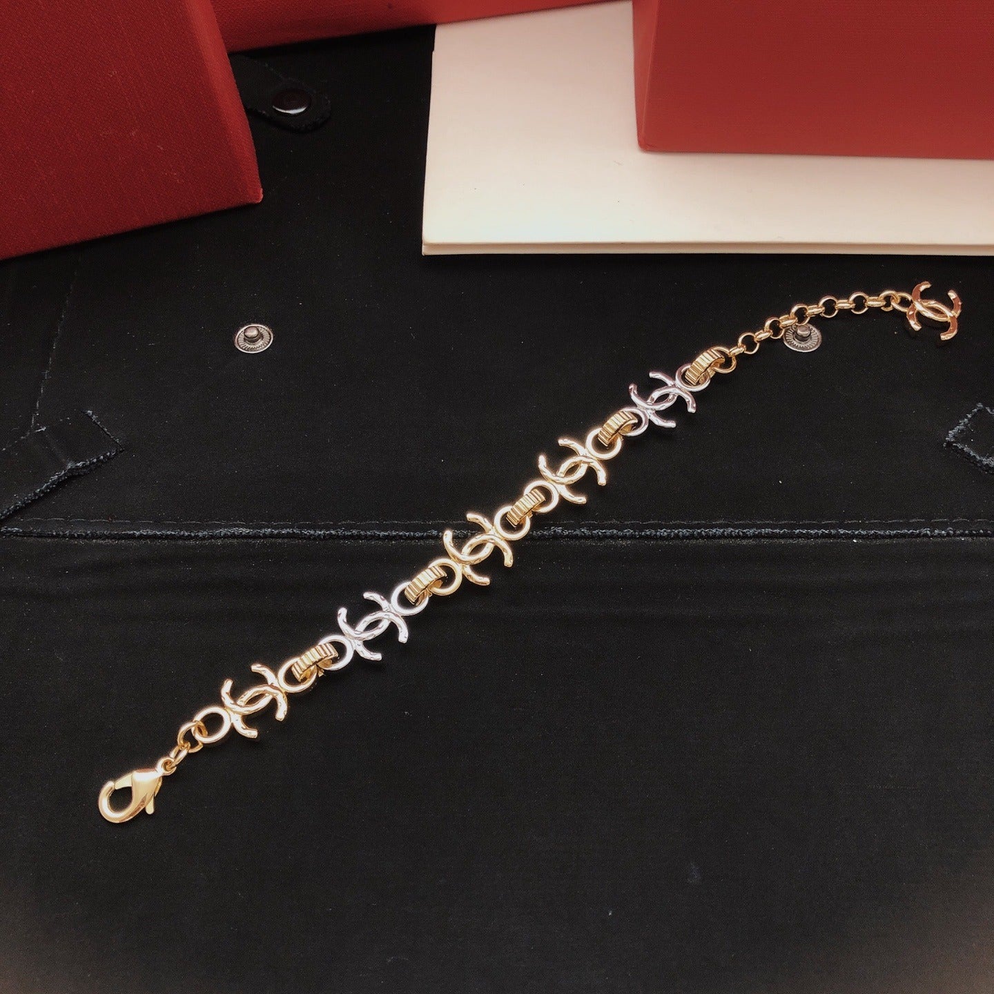 Chanel Brass Colorblock Necklace