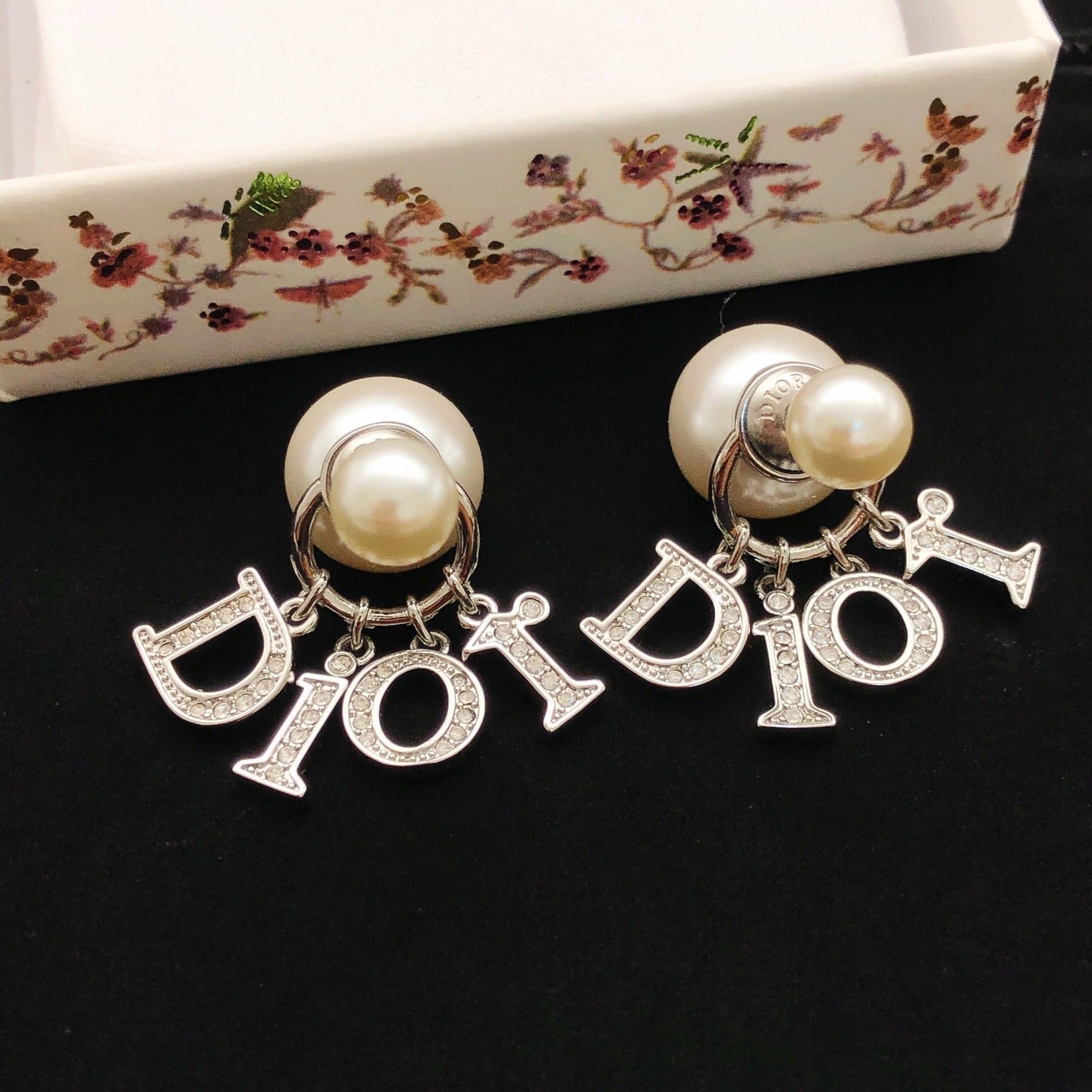 Dior Silver Brass Pearl Earrings