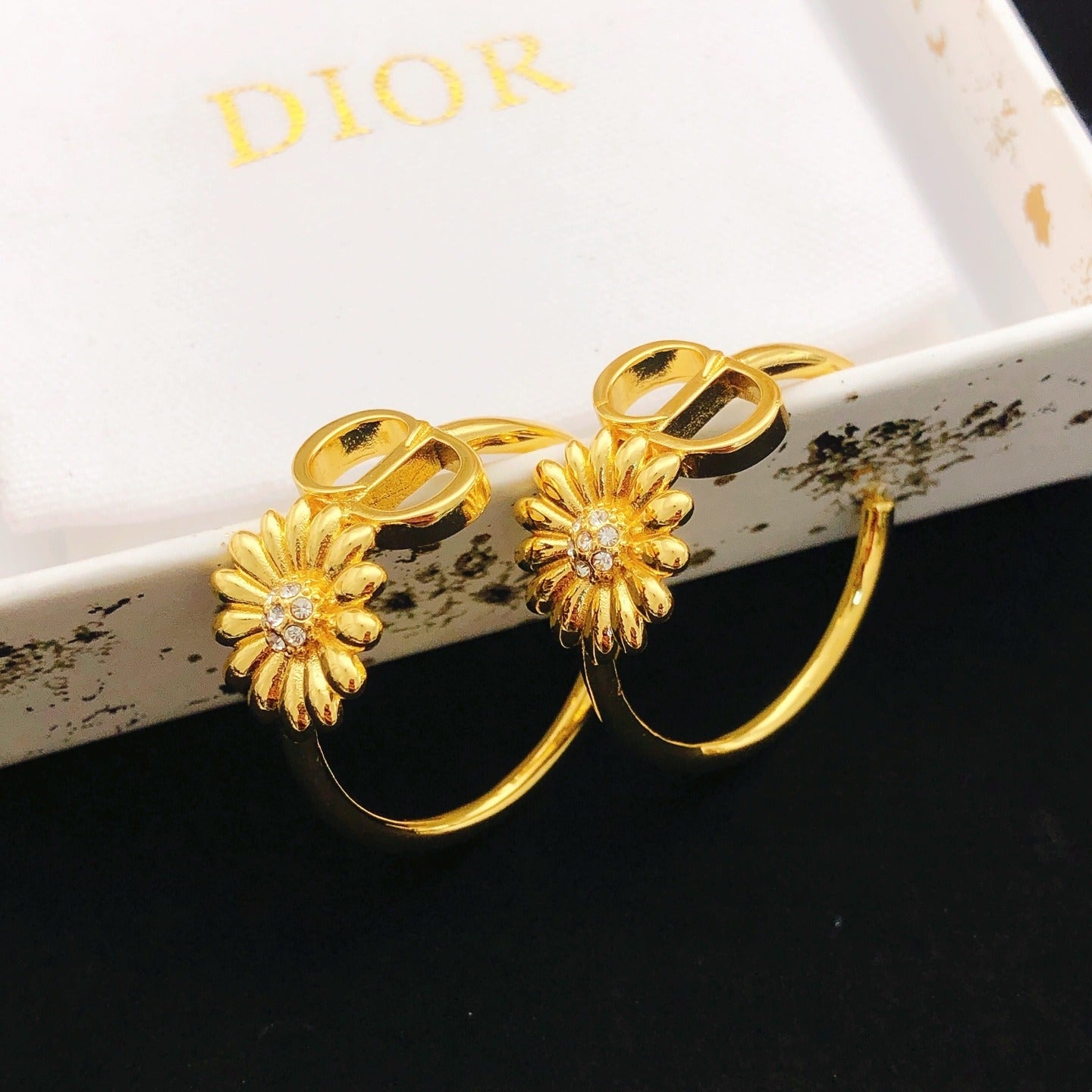 Dior Brass Sunburst Earrings