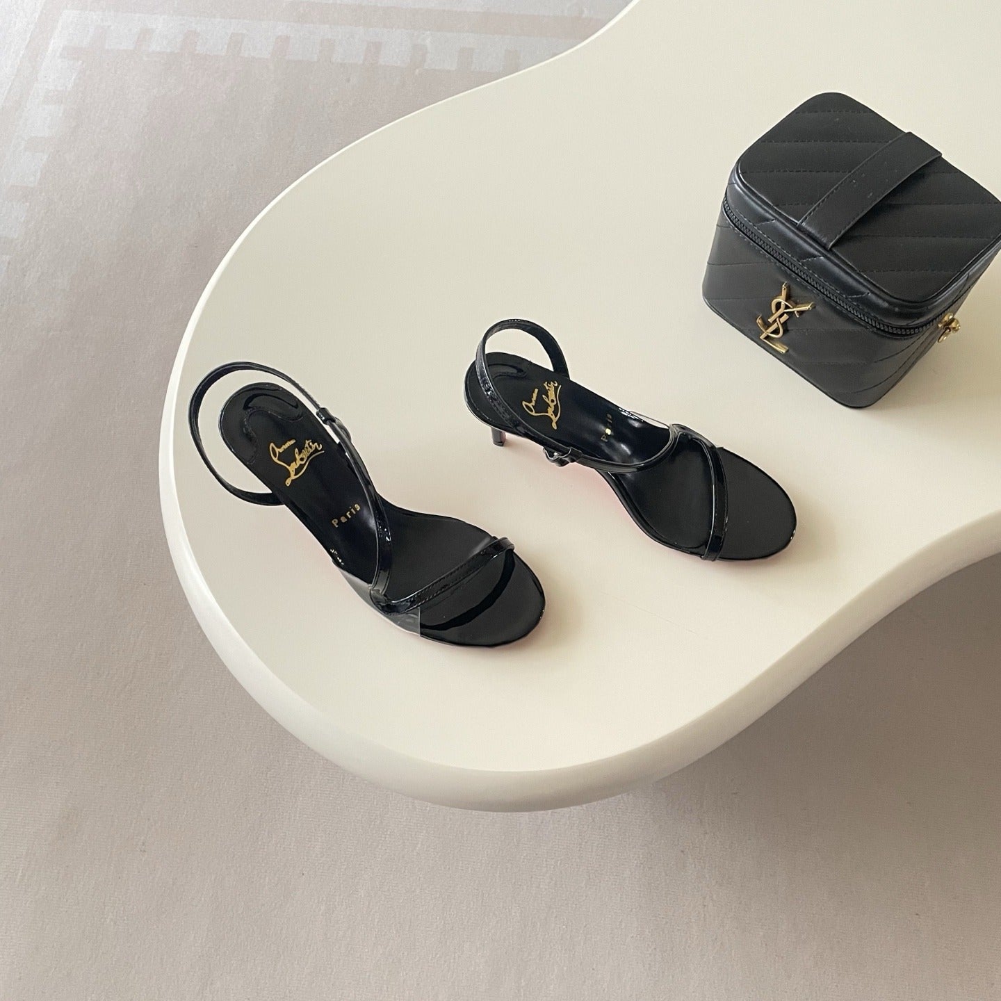 Christian Louboutin Patent Leather & Lambskin Leather Sandals