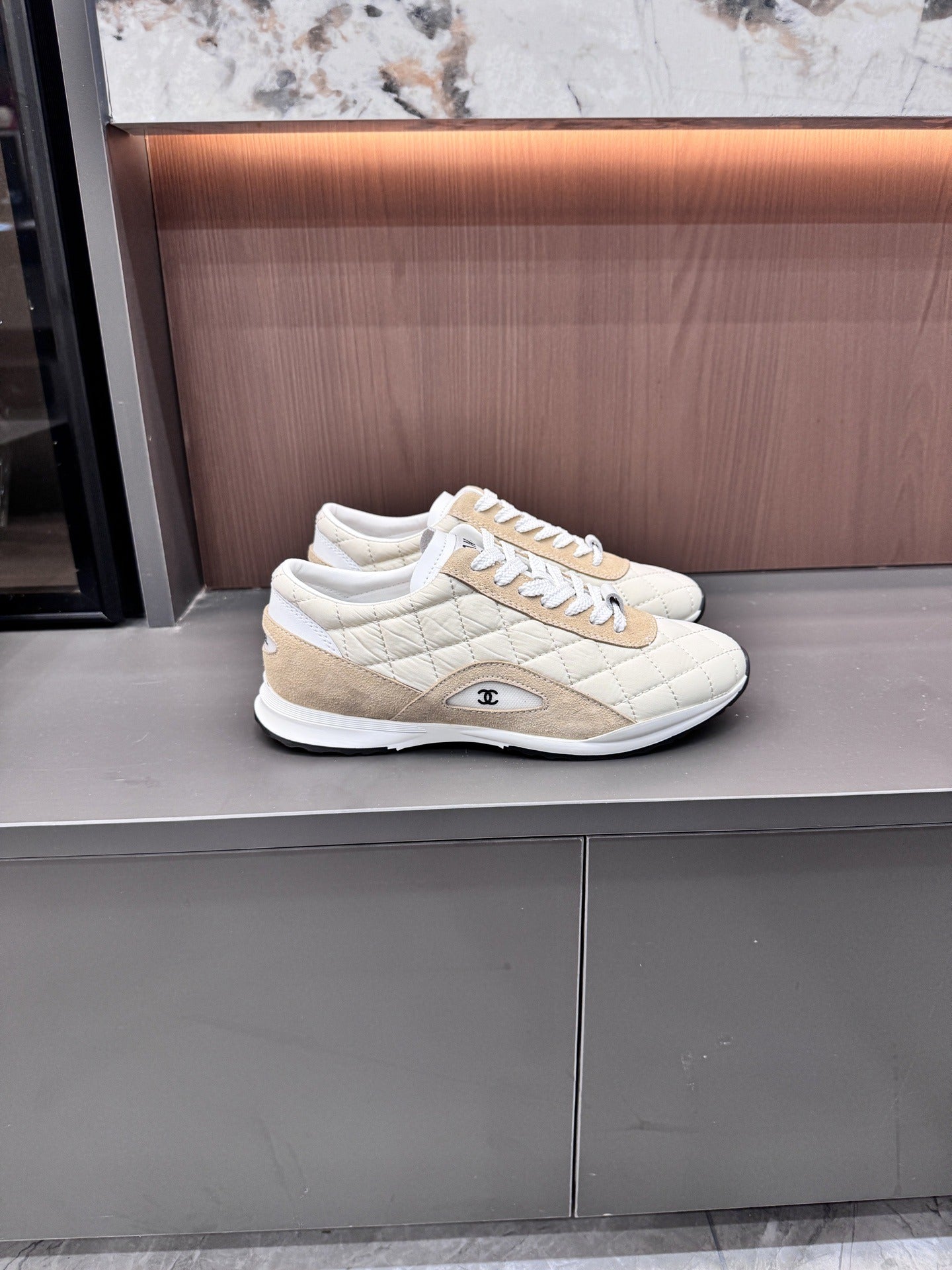 Chanel Black Lambskin Leather Logo Sneakers