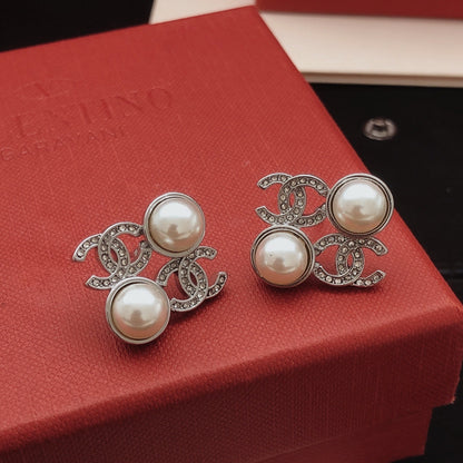 Chanel Brass Pearl Earrings
