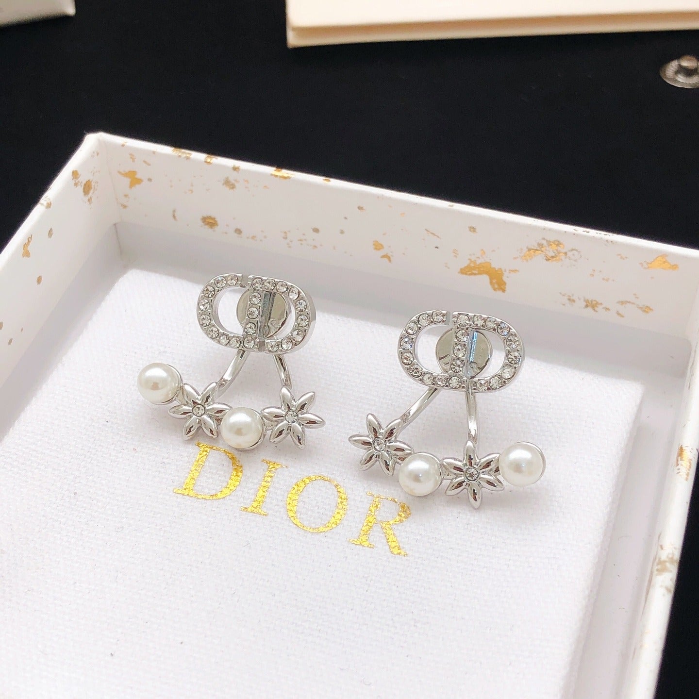 Dior Silver Brass Sunburst Earrings