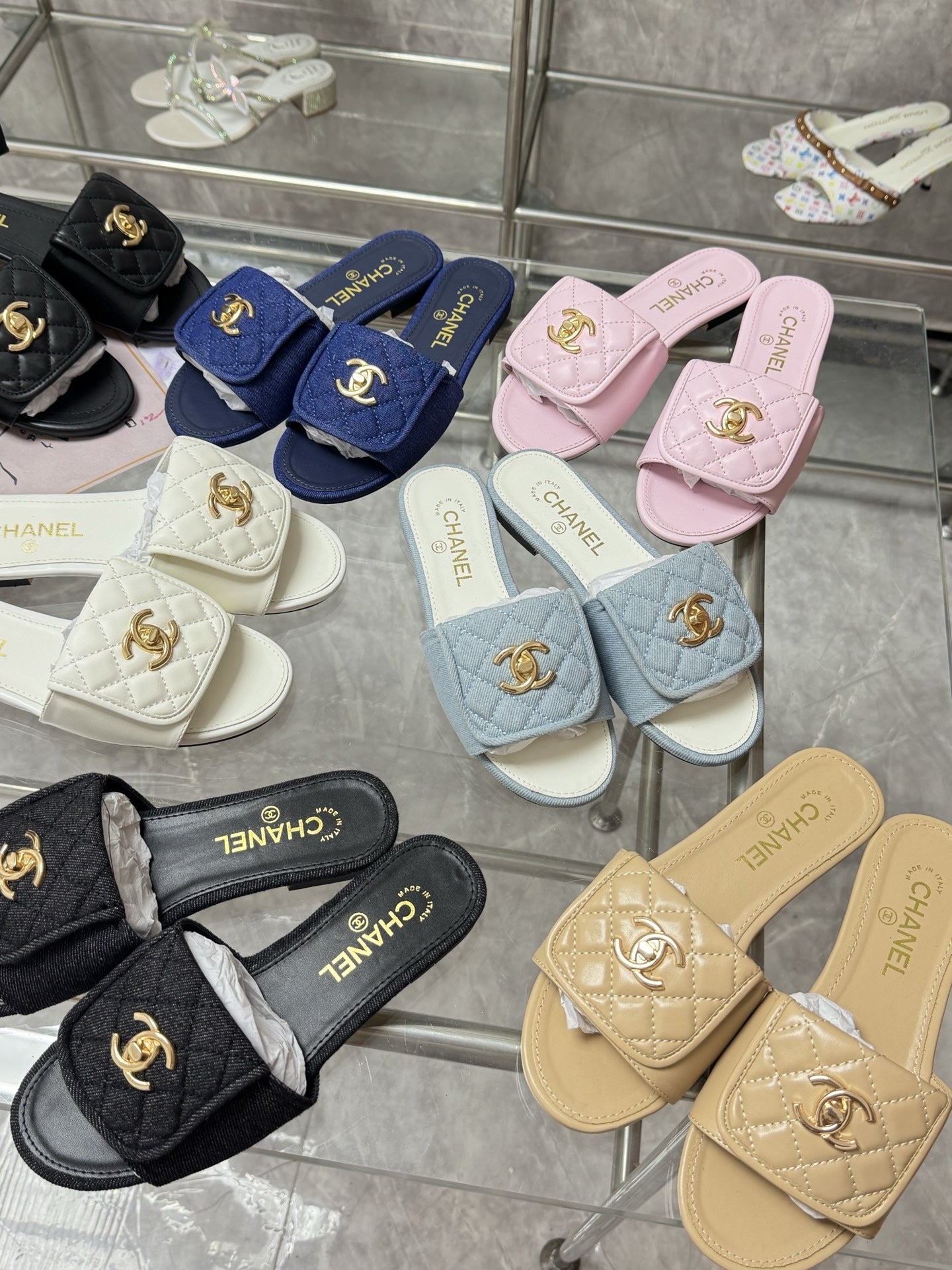 Chanel Lambskin Leather Slides