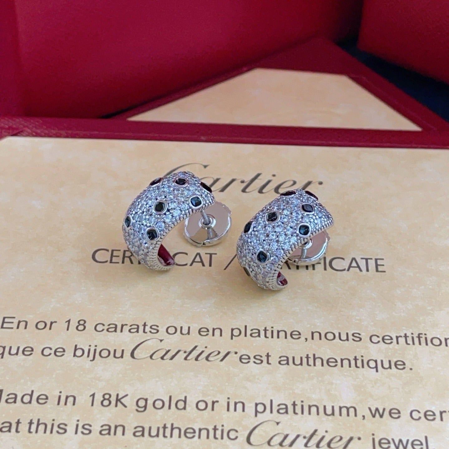 Cartier Silver Brass Leopard-Print Earrings